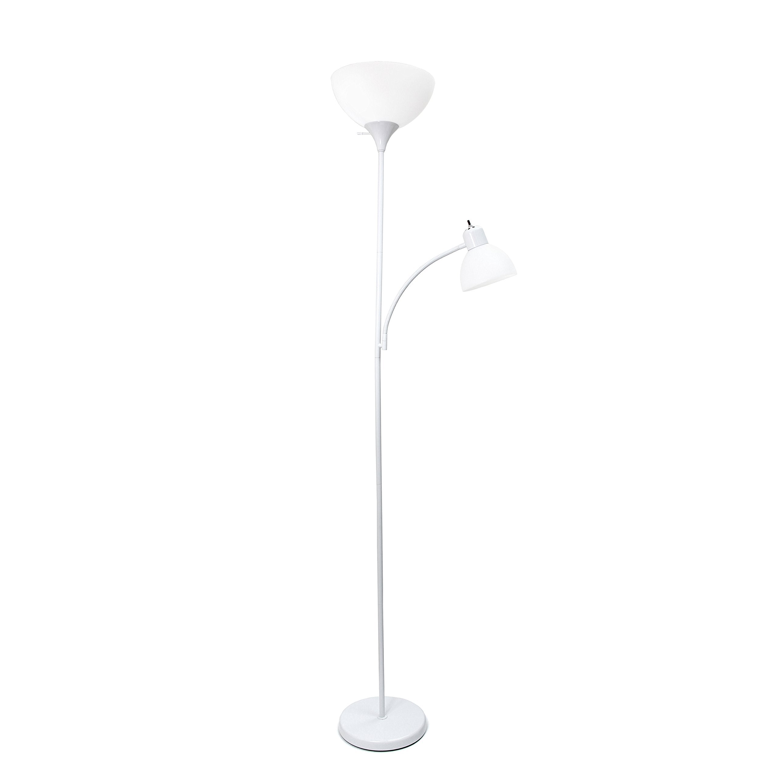 Simple Designs Lf2000-Wht Mother-Daughter Floor Lamp With Reading Light, White