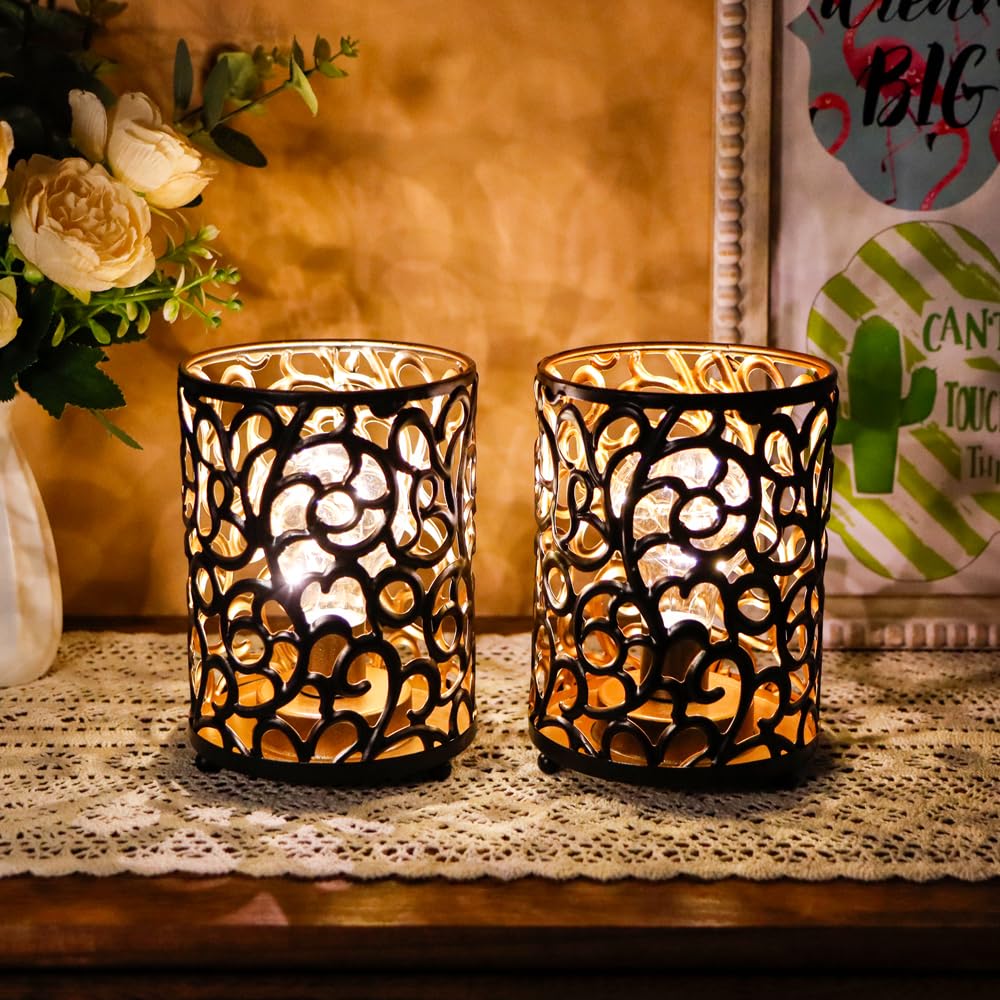 NEWIMAgE Set of 2 Battery Operated Lamp 65H Metal Table Lamp Vintage cordless Lamps with 6-Hours Timer Fairy Lights for Home Dec