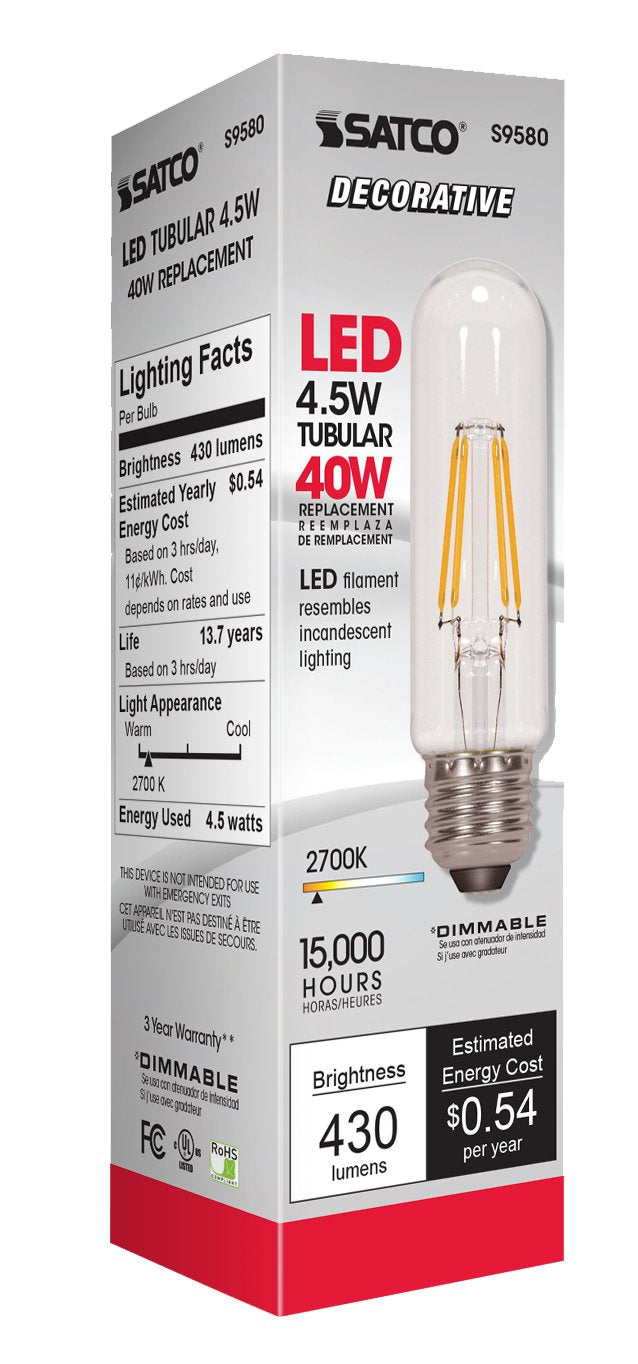 Satco S9580 Specialty T10-Shape Glass Bulb, 5.00 inches, 1 Count (Pack of 1)