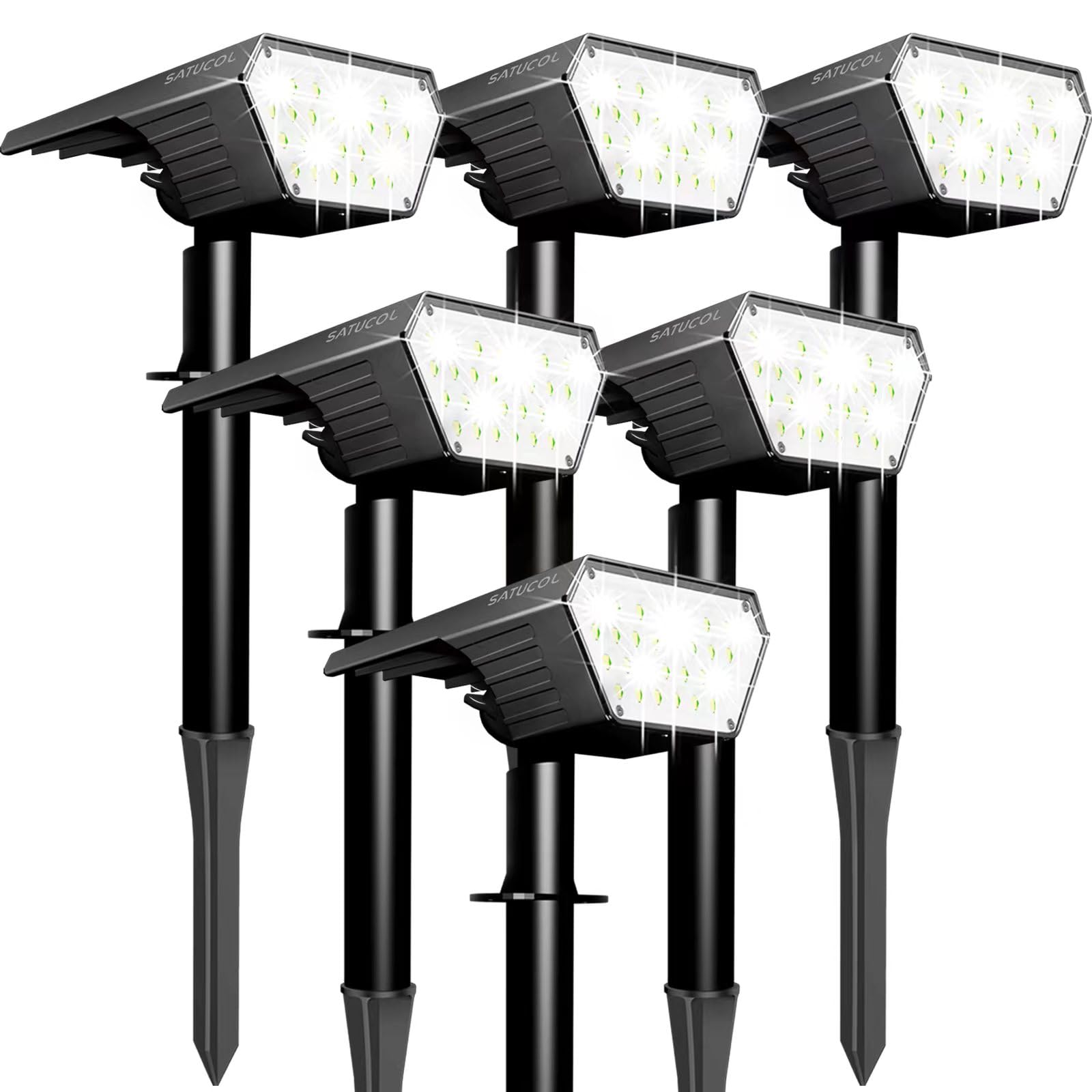 Satucol 6 Pack Solar Spot Lights Outdoor,Auto On/Off Solar Lights Outdoor Waterproof IP65,2-in-1 Solar Powered Outdoor Landscape