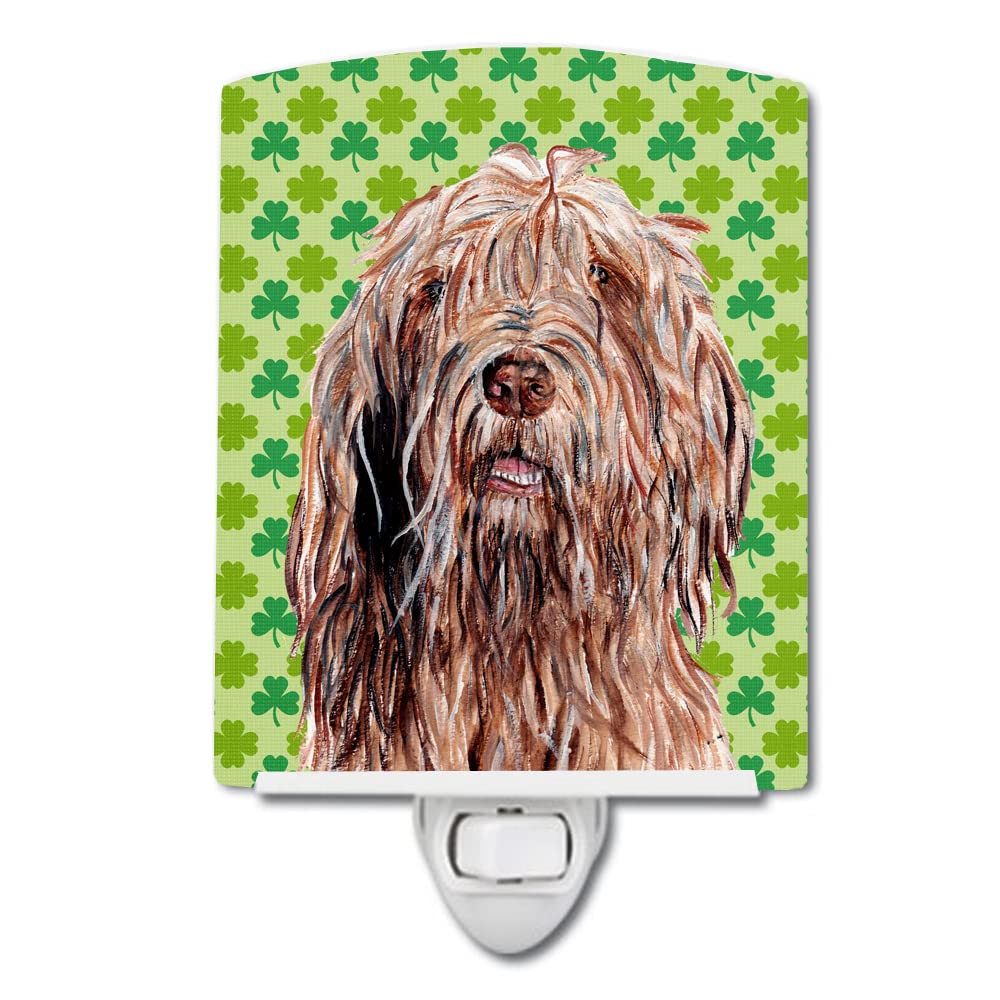 Caroline'S Treasures Sc9733Cnl Otterhound Lucky Shamrock St. Patrick'S Day Ceramic Night Light Compact, Ul-Certified, Ideal For Bedroom, Bathroom, Nursery, Hallway, Kitchen, 6X4X3, Multicolor