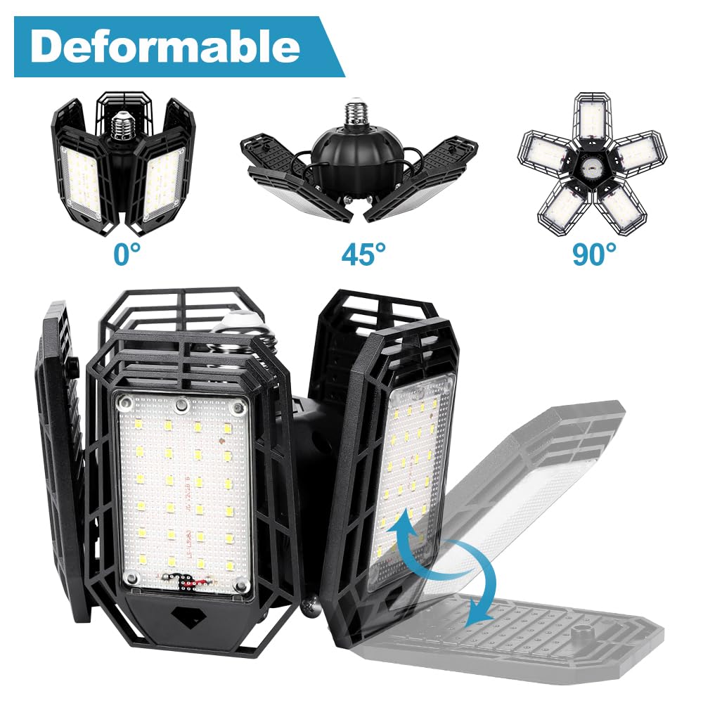 Luyata Led Garage Lights 4 Pack,Ceiling Led Shop Light 160W 16000Lm 6500K Screw In Led Light With 5+1 Deformable Panels, Bright