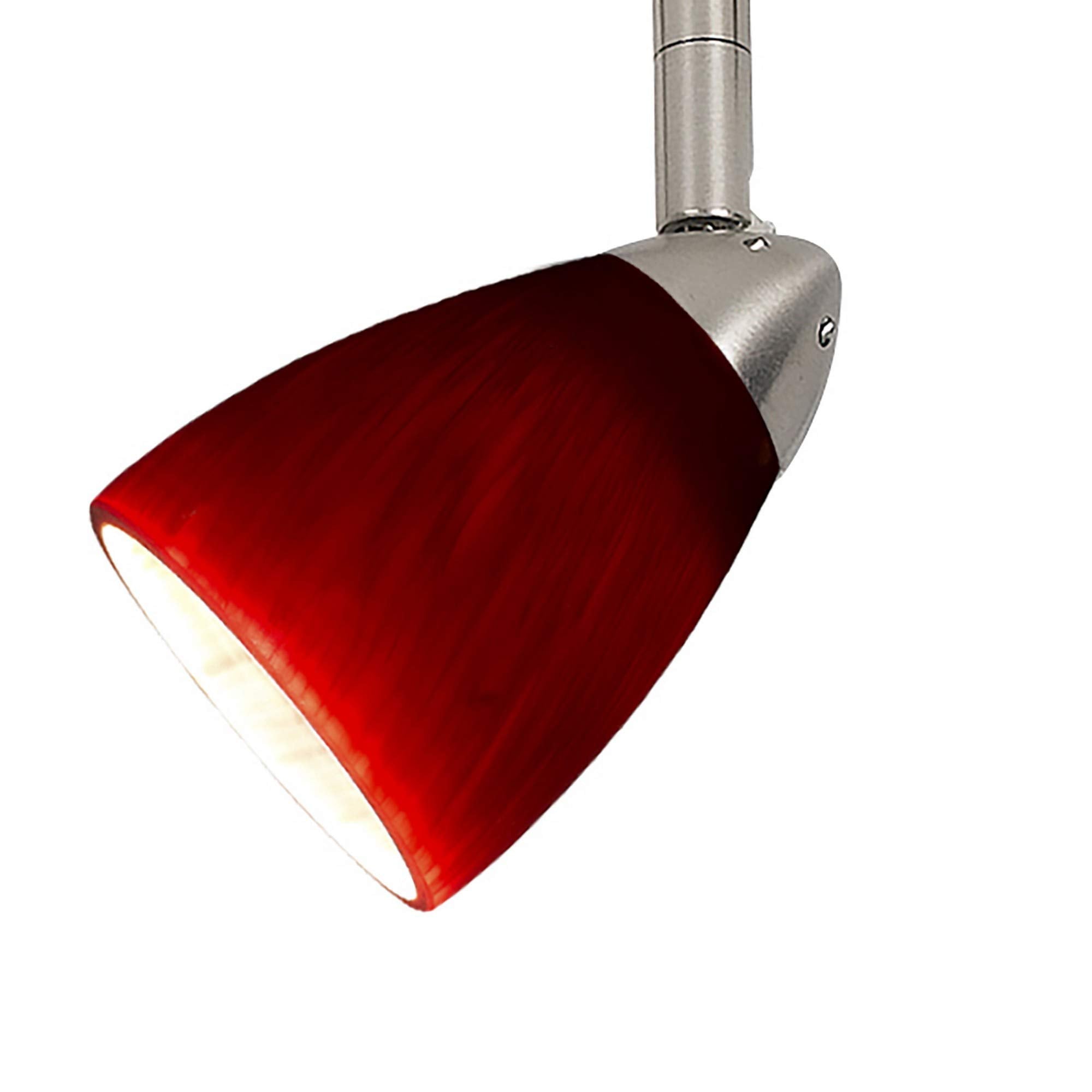Benzara Hand Blown Glass Shade Track Light Head, Metal Frame, Red and Silver, Model BM220748