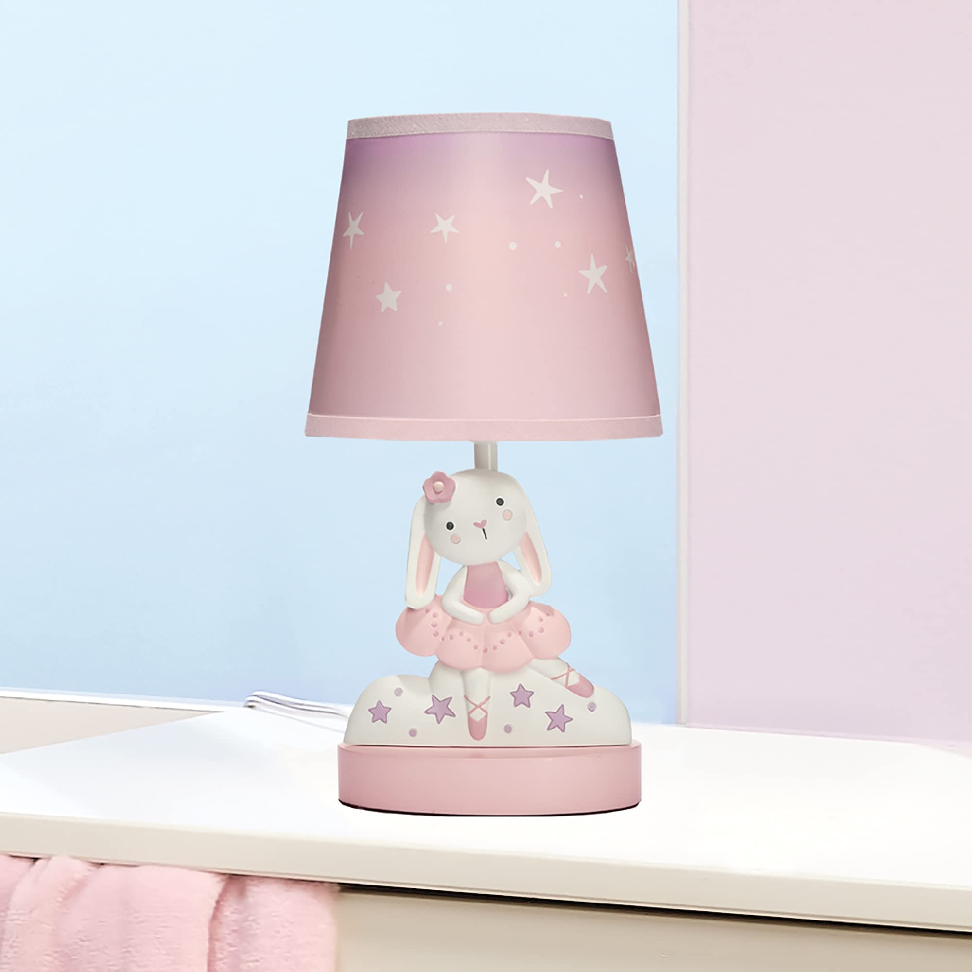 Bedtime Originals Tiny Dancer Bunny Lamp with Shade & Bulb, Pink, Model 245024BNS, Resin