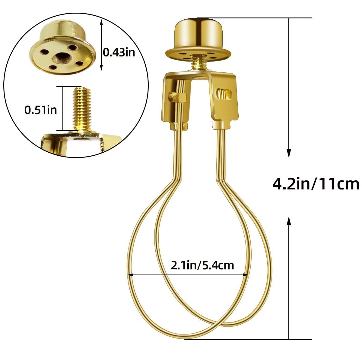 Yuntop Lamp Holder For Clip-On Light Bulbs, Metal, Gold, 1.2 X 2.1 X 4.3, Includes Finial, Diy Adapter For Shades