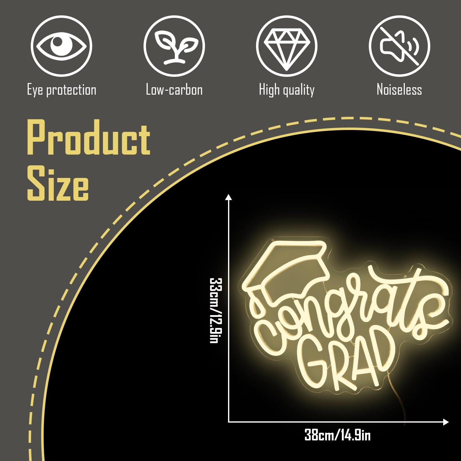 Congrats Grad Neon Sign Graduation Cap Led Neon Sign Dimmable Congrats Neon Sign for Wall Decor Graduation Party Neon Light Sign