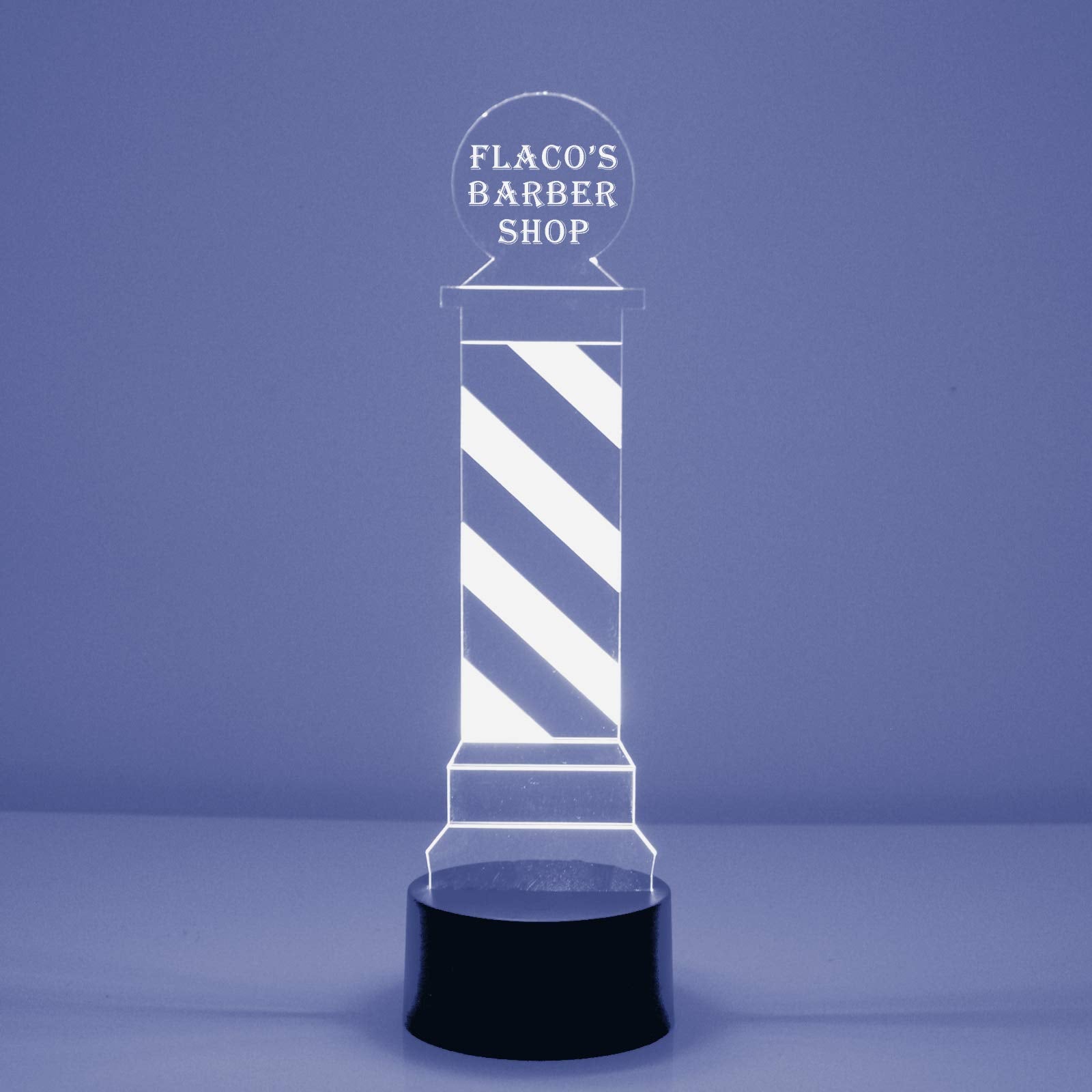Custom Barbershop Barber Pole Led Sign Night Light Lamp With Remote, Light Up Display With Personalized Name Or Image, Customize
