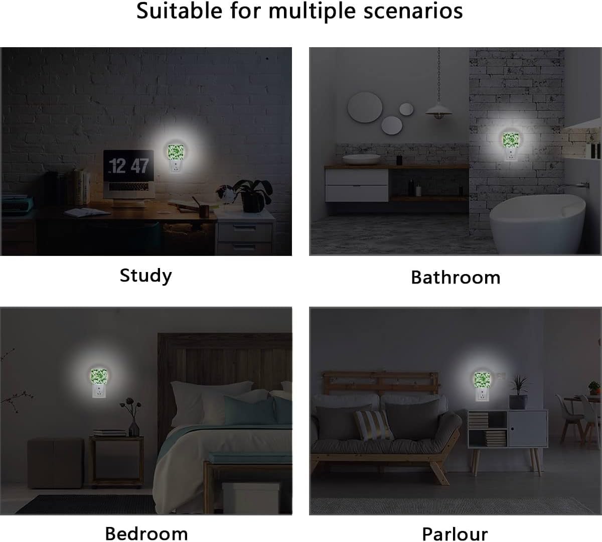 Green Lucky Clover Plug-In Night Light,St Patrick'S Day Shamrocks Lamp Auto Dusk To Dawn Sensor Nightlights Plug Into Wall,Energ