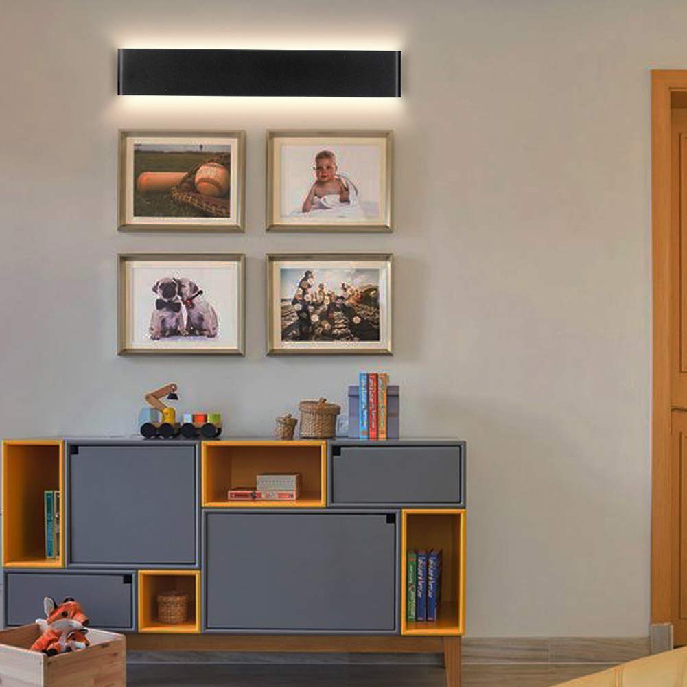 Ralbay 24" LED Wall Sconce - 20W Black Vanity Light, Modern Aluminum Design, Warm White 2700-3200K