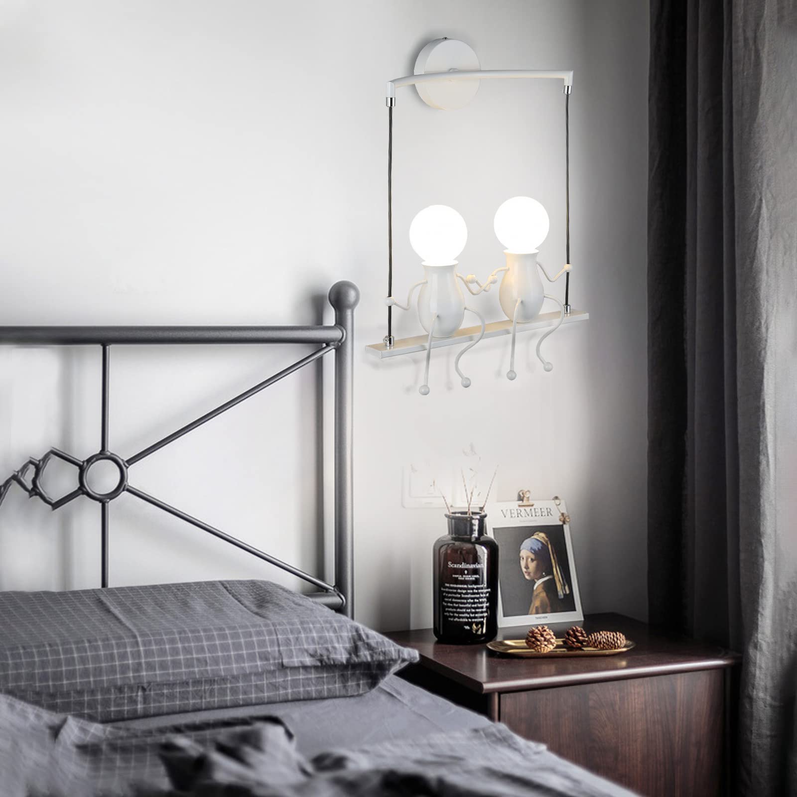 SOUTHPO Wall Light Fixture - Creative LED Swing Double Wall Lamp - Metal - White - Model SOUTHPO