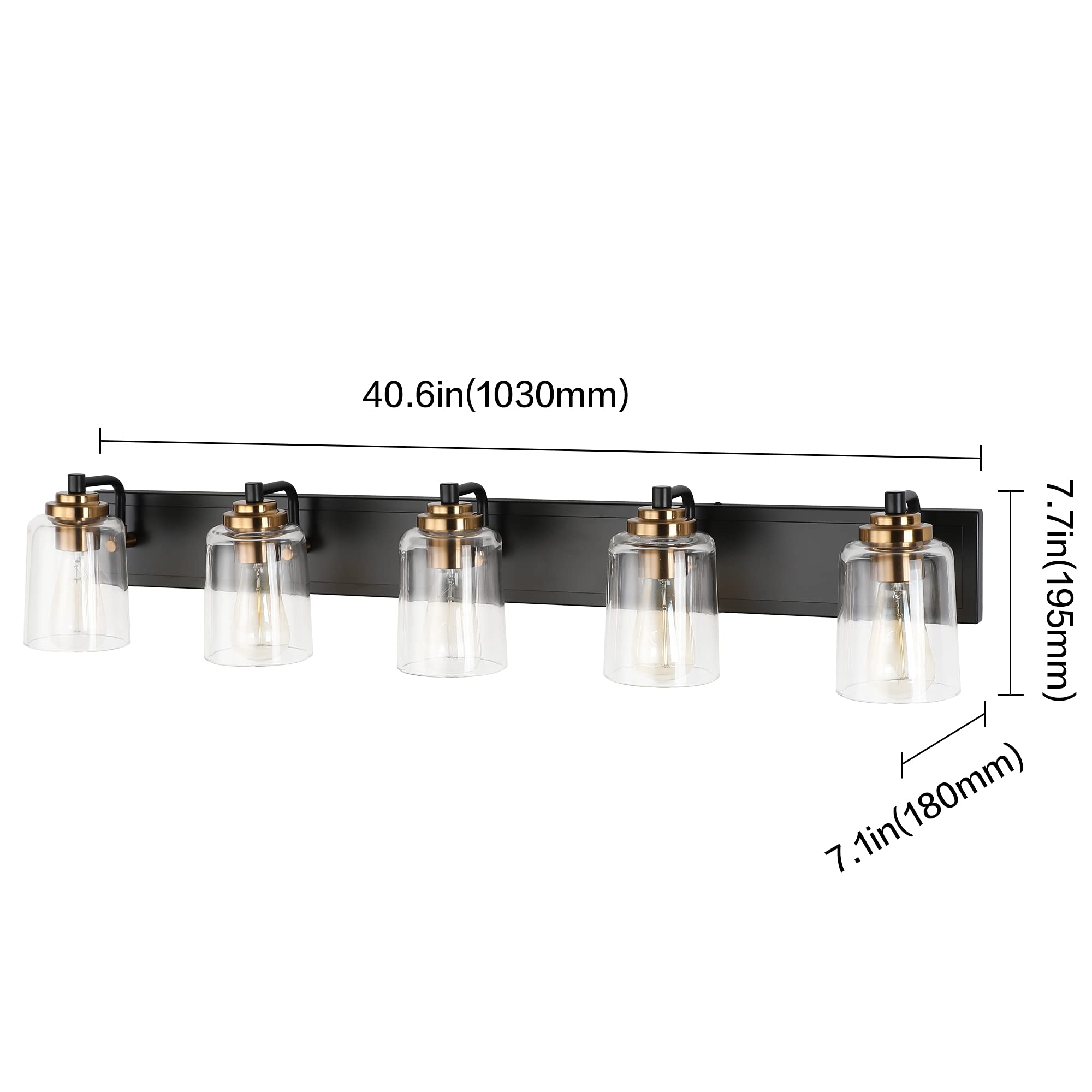 Solfart 5 Lights Vintage Vanity Lighting Over Mirror Brass Bathroom Vanity Light Fixtures Thick Globes 8580 Lights