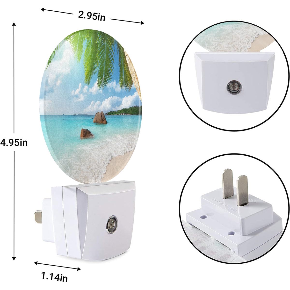 Ekobla Palm Tree And Beach Led Night Light Island Beach Sea Ocean Dusk To Dawn Night Lamp Auto Sensor For Home Indoor Bathroom H