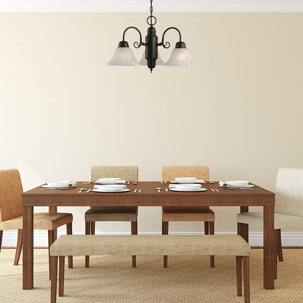 Design House 514463 Chandelier, 3-Light, Alabaster Glass Shades, Oil Rubbed Bronze, Traditional Style for Entryway, Dining Room