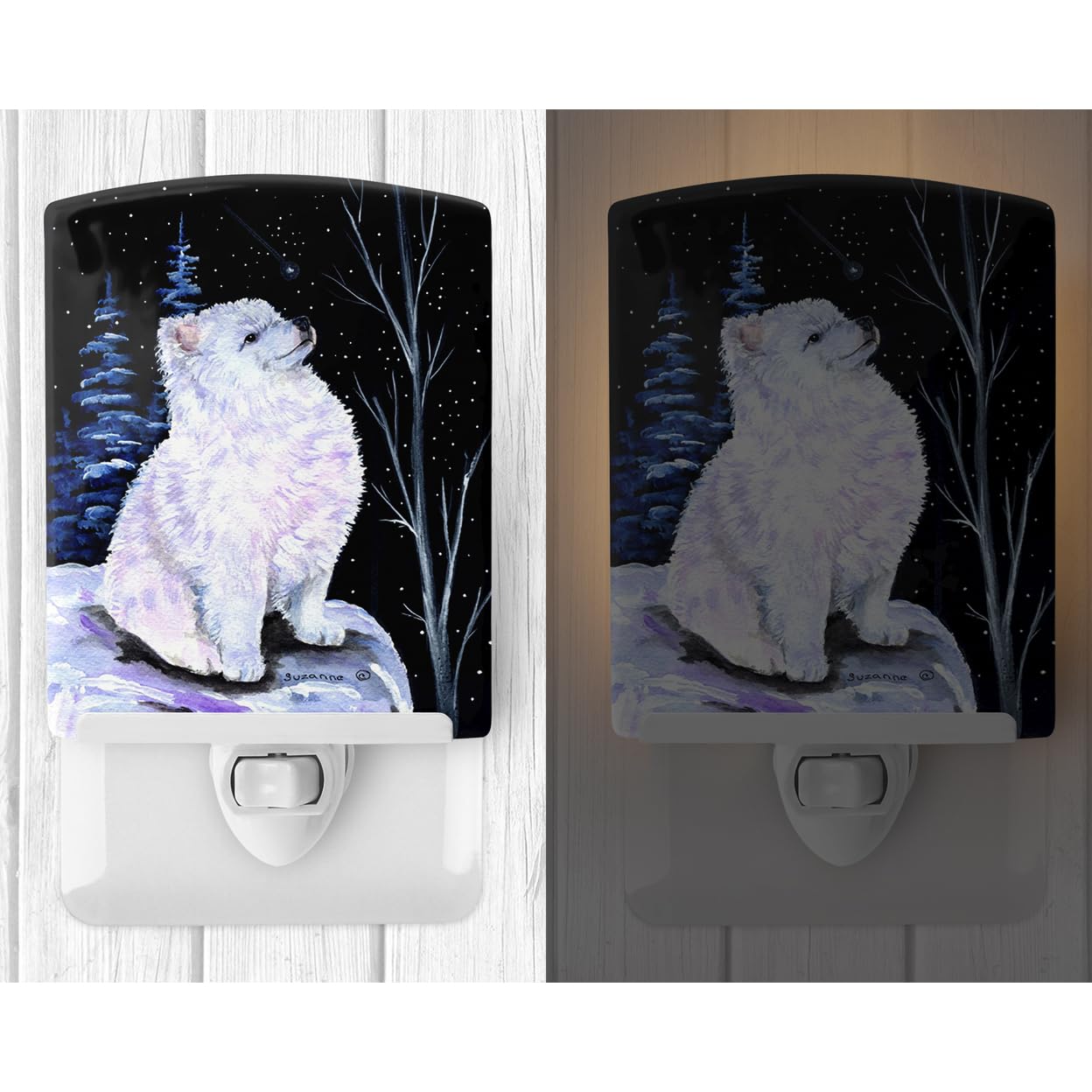 Carolines Treasures Ceramic Night Light, Starry Night Design, UL-Certified, 6x4x3 Inches, Multicolor, Model SS8389CNL