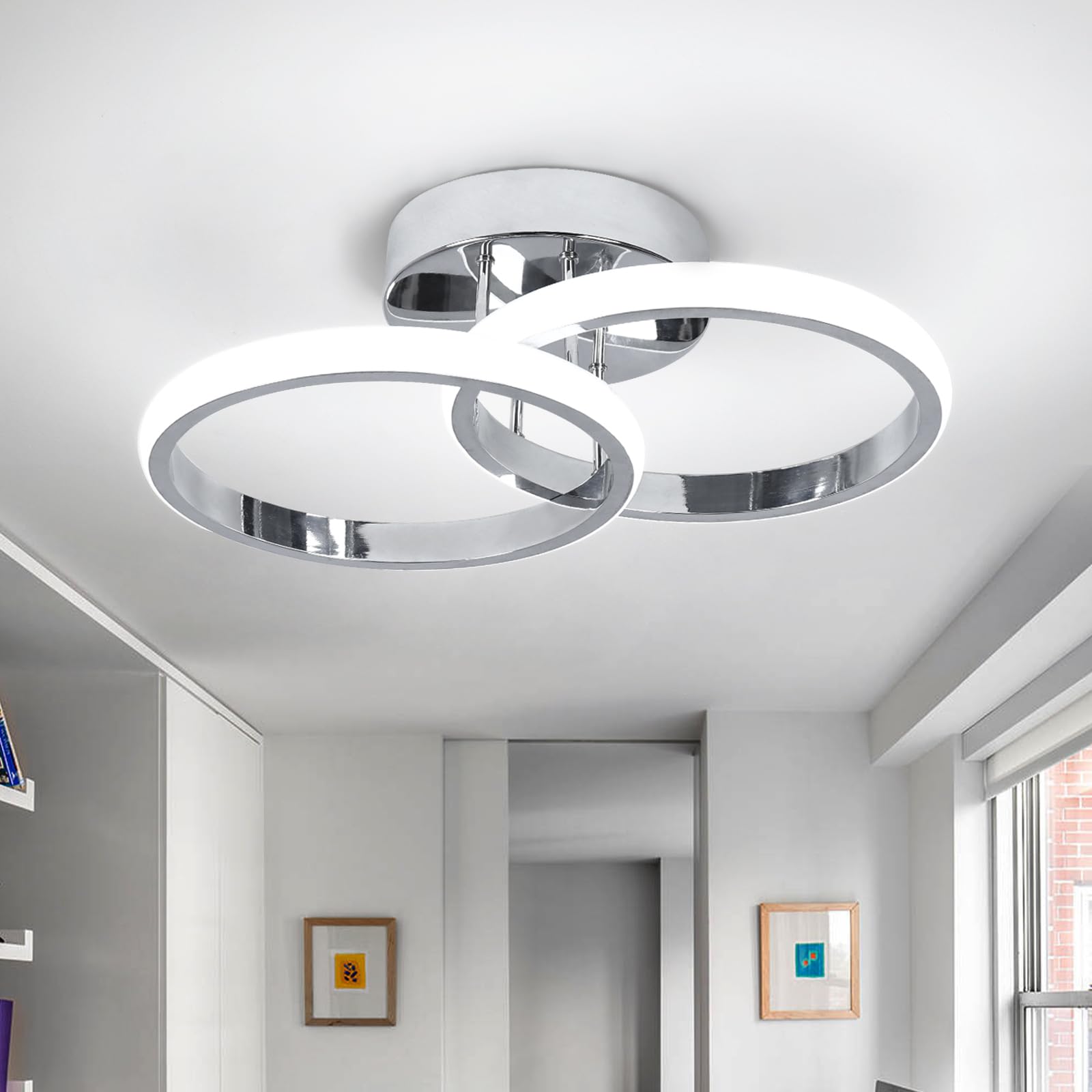 Caneoe Round Modern Led Ceiling Light Fixtures, 6000K Cool White Hallway Light Fixtures Ceiling, Bathroom Close To Ceiling Light