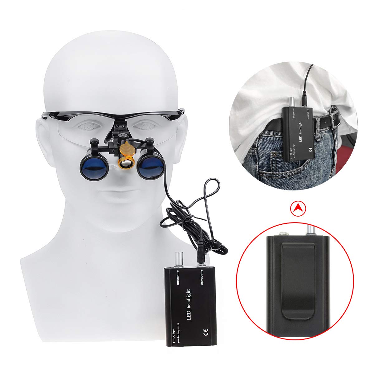 Bonew 3.5X Loupes Head Lamp With Filter Clip-On Type Carry Type + Aluminum Box Dy-004 (Black)
