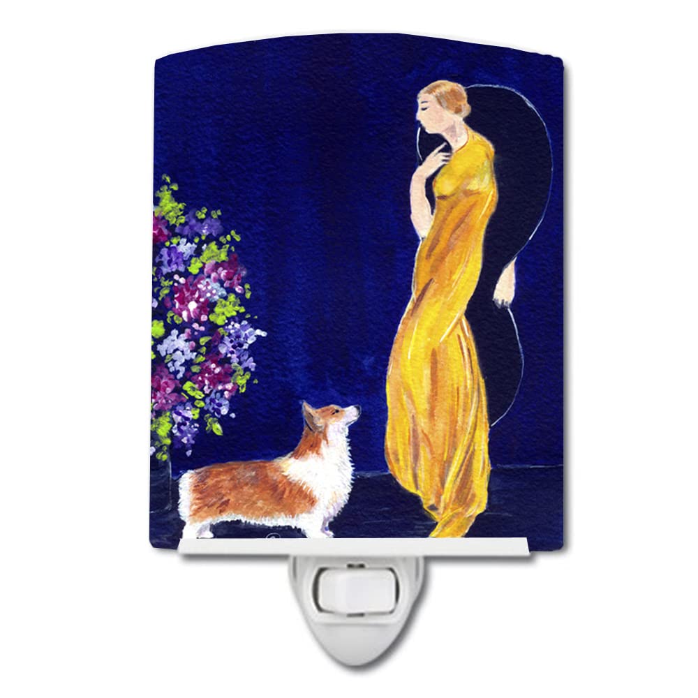 Carolines Treasures Ceramic Night Light, Lady with Corgi, UL-Certified, 6x4x3, Multicolor, Model SS8546CNL