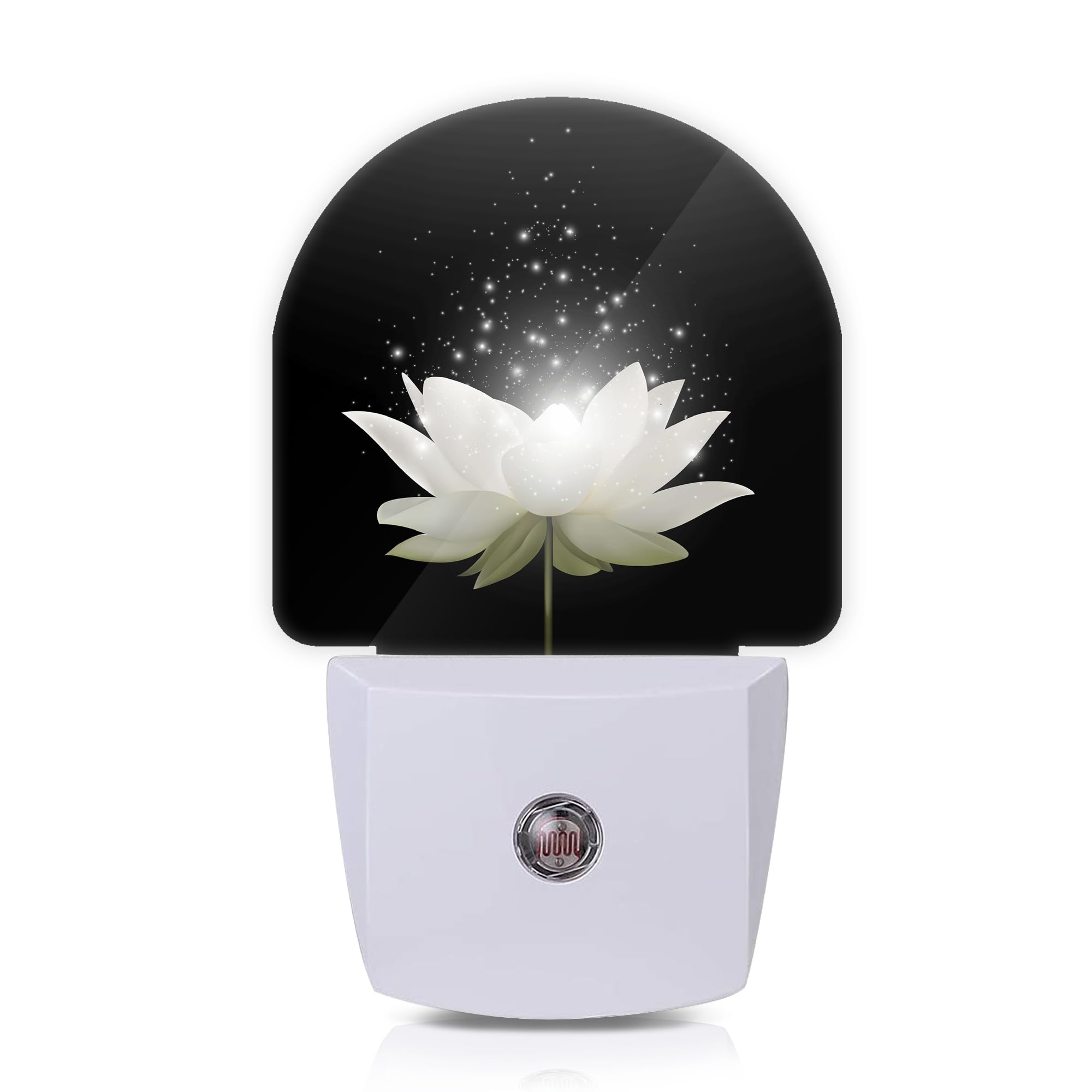 Axxitude Magic White Lotus Flower Night Lights Plug into Wall for Girls Boys Room,Night Light LED Lamp Dusk to Dawn Sensor Round