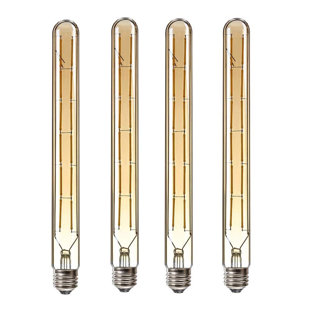 Hxmls Dimmable Led Tubular Bulb12W,T30 Long Tube Edison Led Vintage Filament Bulb,100W Equivalent,2700K Warm White,Amber Glass C