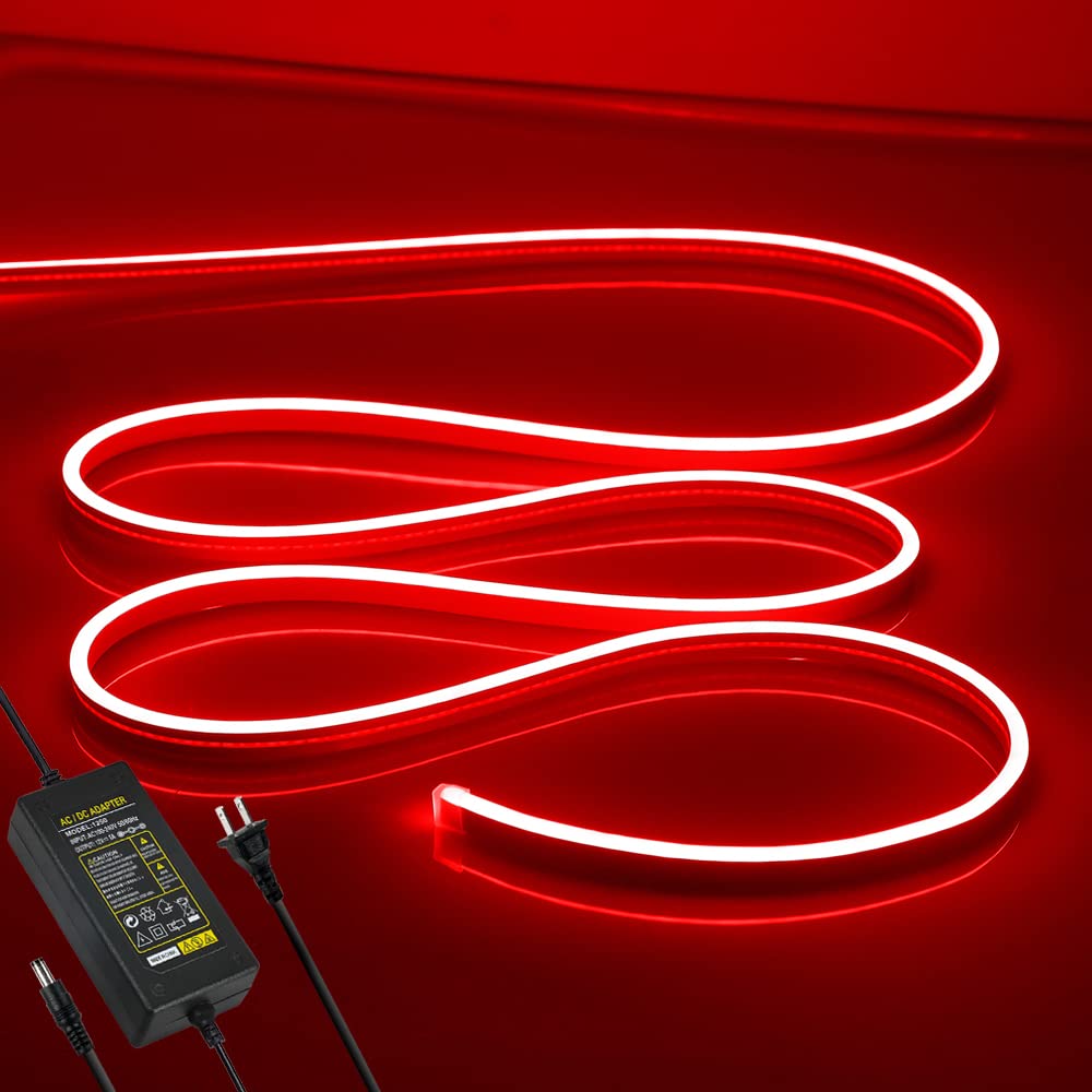Owofydr Neon Led Strip Lights - Bright And Durable Neon Rope Lights 16.4Ft/5M For Lighting Decoration Indoors Outdoors[Power Adapter Included] Light Strip Red