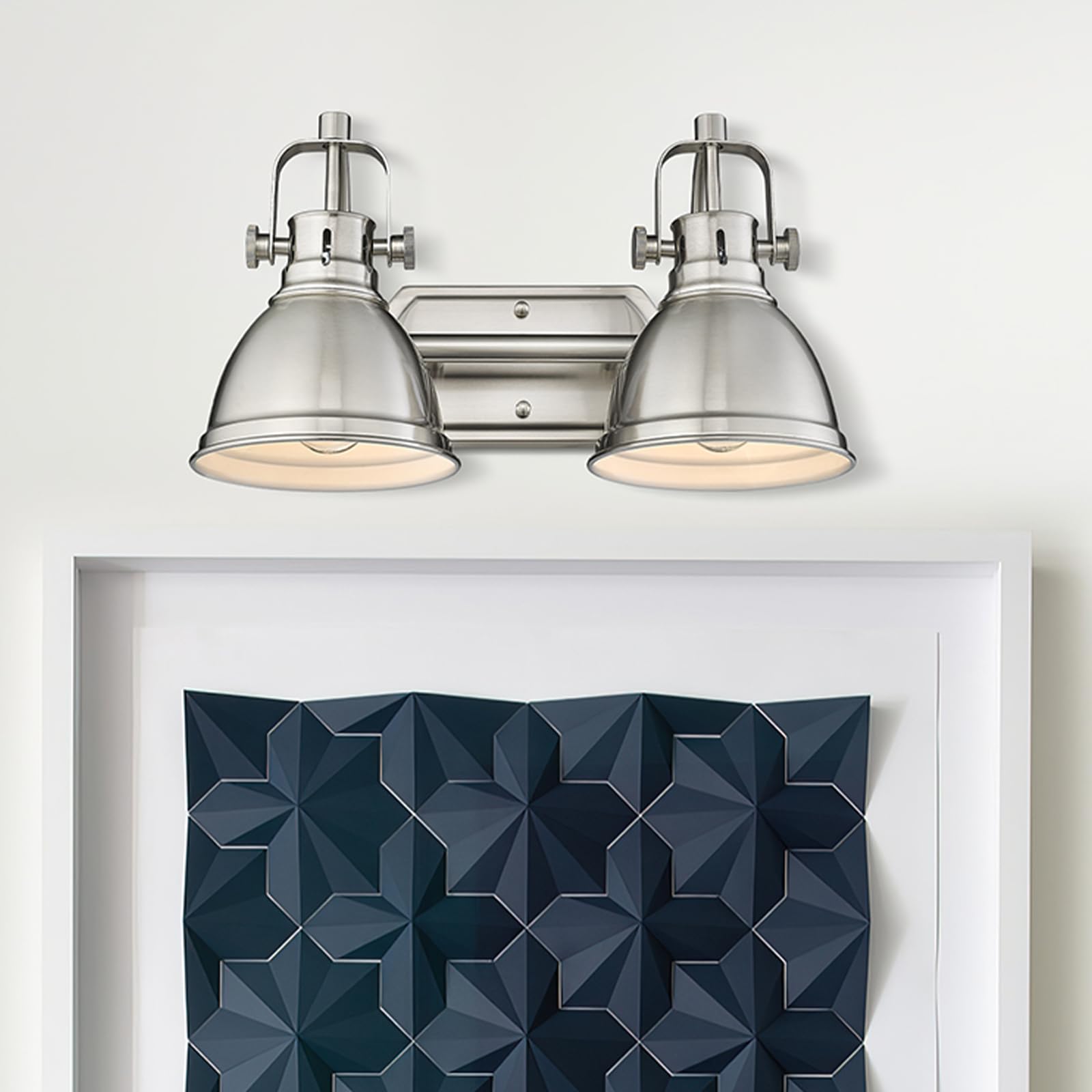 Emliviar 2-Light Vanity Lights, Modern Bathroom Light Fixture With Metal Shade, Brushed Nickel Finish, 4054-2W Bn
