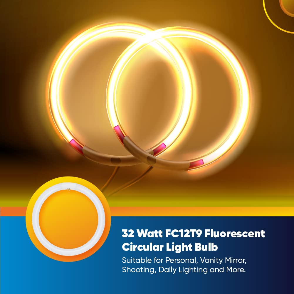 Technical Precision FC12T9 Circline Bulb Replacement, 32W, 3000K Warm White, 1950 Lumens, 4-Pin G10q-4 Base, Model