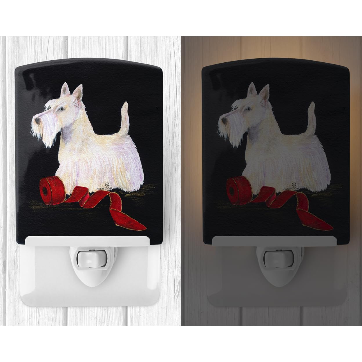 Caroline'S Treasures Ss8553Cnl Scottish Terrier Ceramic Night Light Compact, Ul-Certified, Ideal For Bedroom, Bathroom, Nursery, Hallway, Kitchen, 6X4X3, Multicolor