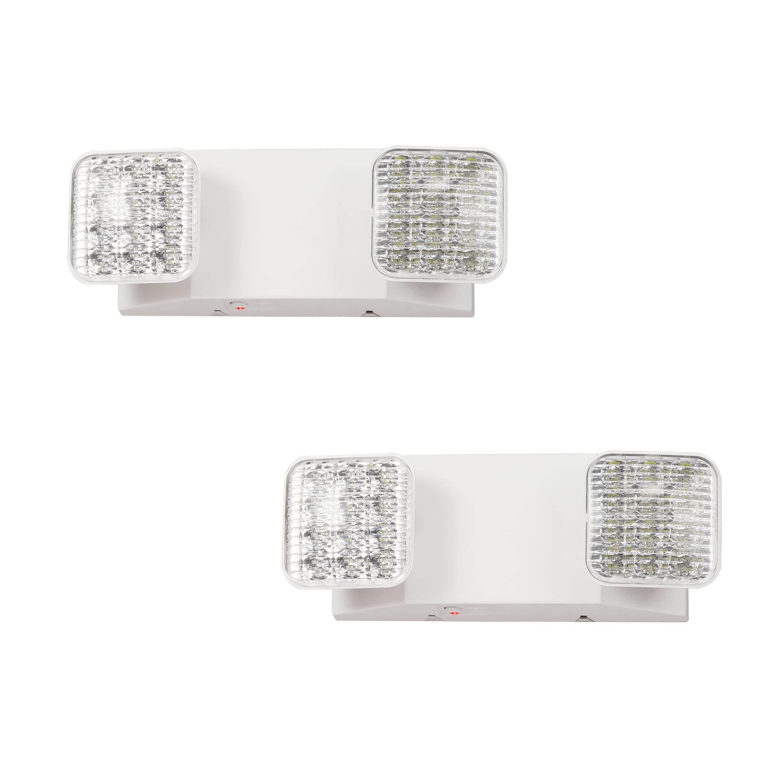 Tanlux Led Emergency Lights With Battery Backup, Two Head Adjustable Commercial Emergency Lights, Ul Listed, Ac 120/277V, Hardwired Emergency Exit Light Fixtures For Business - 2 Pack(White)