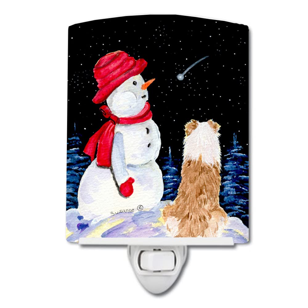 Caroline'S Treasures Ss8573Cnl Australian Shepherd Ceramic Night Light Compact, Ul-Certified, Ideal For Bedroom, Bathroom, Nursery, Hallway, Kitchen, 6X4X3, Multicolor