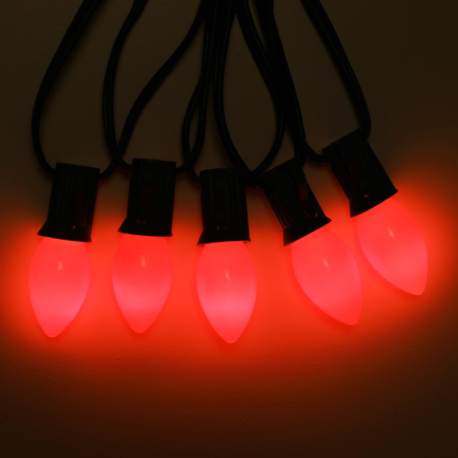 Minetom C7 Vintage Christmas Light Bulbs, Red Glass, E12 Candelabra Base, 25 Count for Holiday Decor