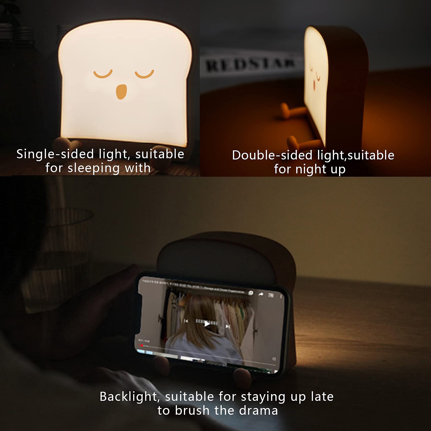 QANYI Cool Toast Bread Night Lamp - Light Brown Desk Lamp for Women, Teens & Adults - Perfect Christmas & Graduation Gift Idea
