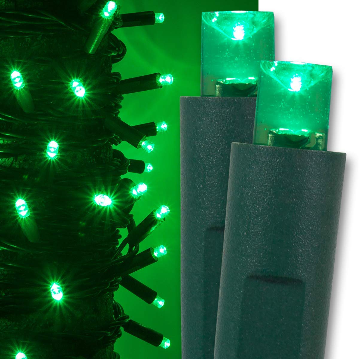 Kringle Traditions Green LED Christmas Mini String Light Set, 50 Lights, 17 ft Indoor/Outdoor Green Lights Decorations St. Patricks Day Halloween Deorations, Home Christmas Tree Lights, 4 Spacing
