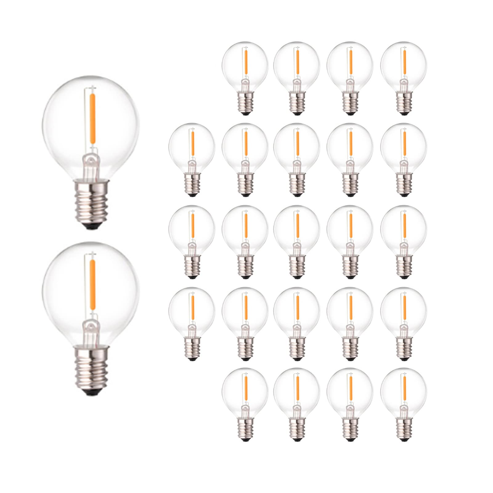 CHYParty G40 LED Globe Bulbs, Dimmable E12 Candelabra Base, Shatterproof, Warm White, 25 Pack
