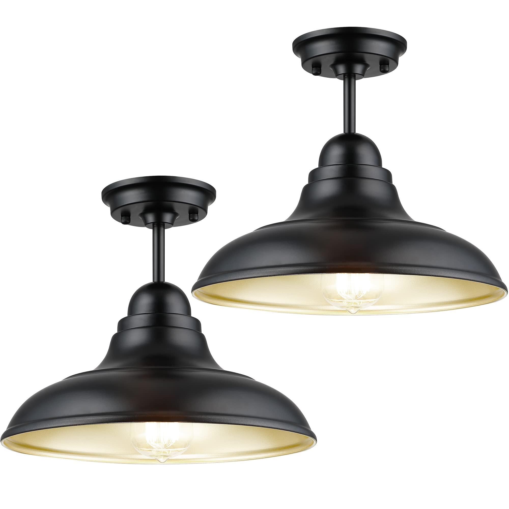 FLQMYQ Semi Flush Mount Ceiling Light Fixture, Metal, Black Finish, 12in - Modern Design for Kitchen, Dining Room, Hallway, Living Room