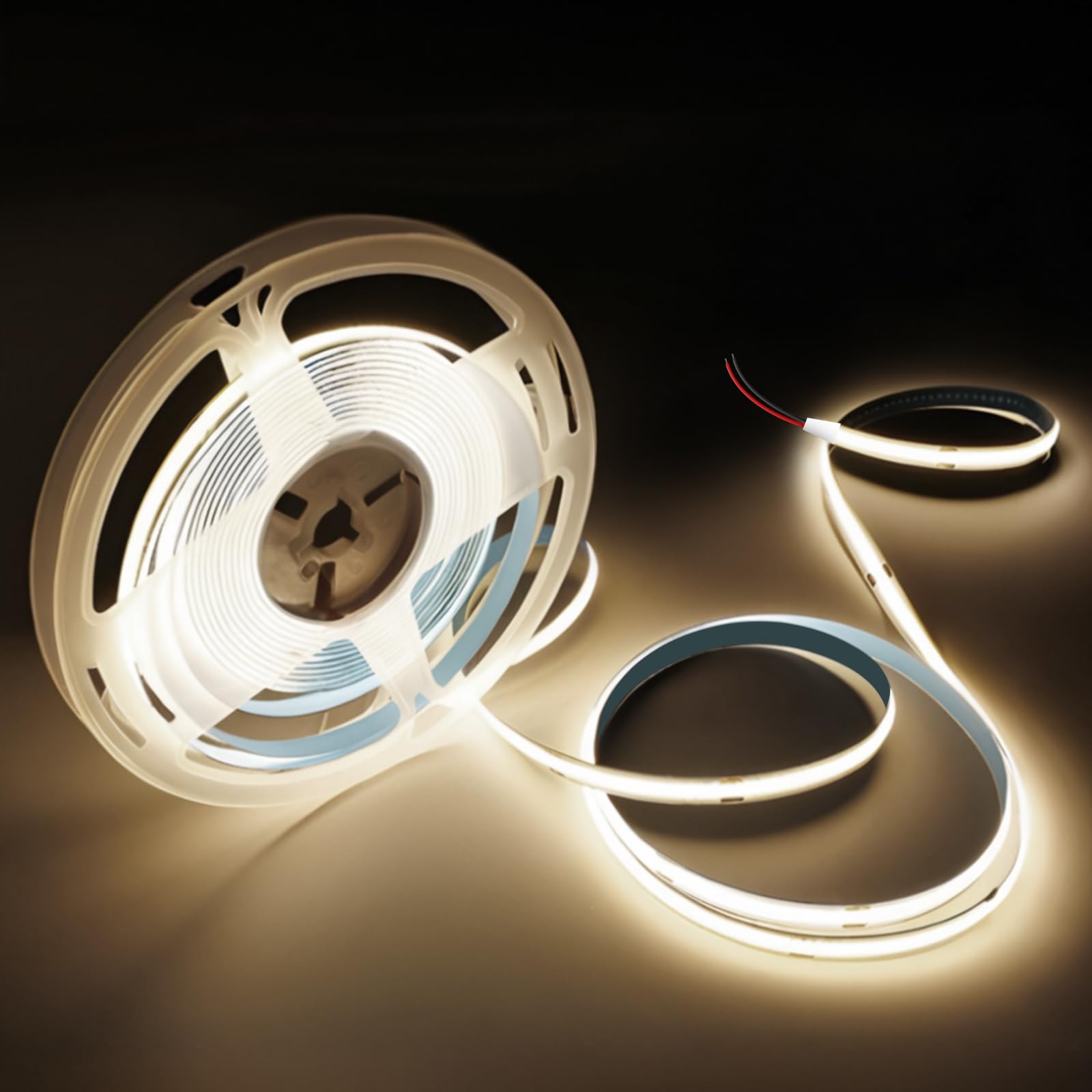 VOEWT COB LED Band Lights Neutral White 4000K 32.8ft 24V High CRI 95Ra+ Super Bright Flexible Tape Lights for Bedroom Mirror Kitchen Cabinet  Living Room(Power Supply Not Included)