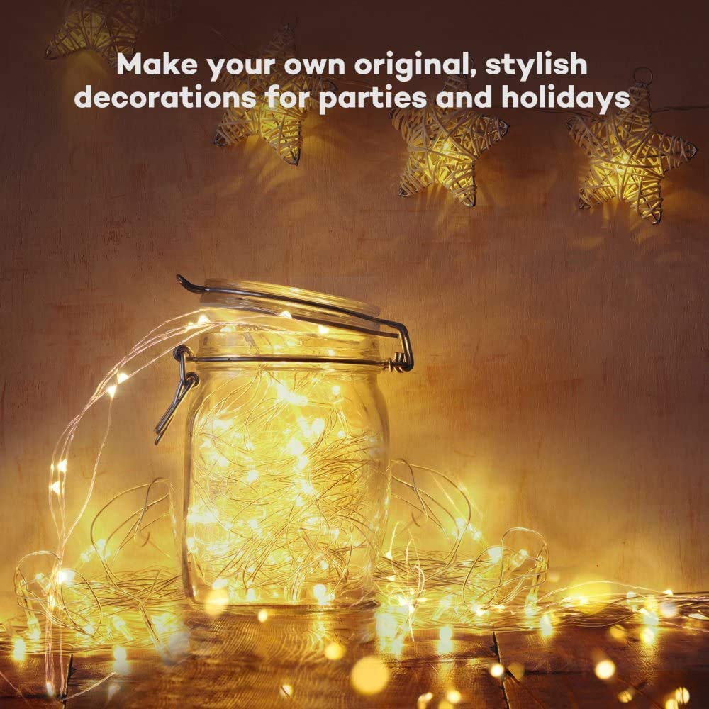 MUMUXI Fairy Lights 20 Pack, 3.3ft Battery Operated, Waterproof Mini LEDs, Warm White Silver Wire for Home Decor and Weddings