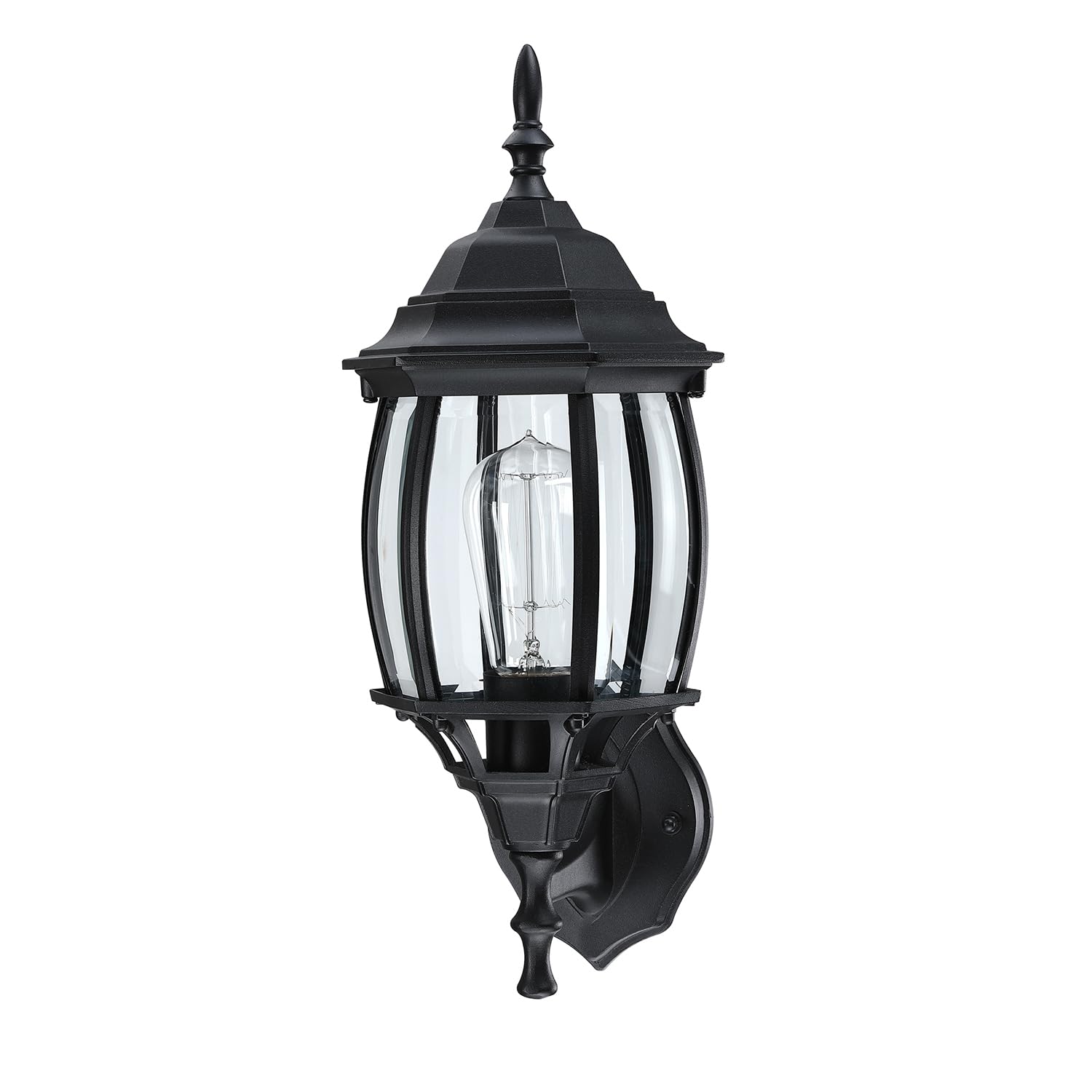 Faymart Lighting 2 Pack Black Outdoor Wall Lights, 16.8" Metal Lantern Sconce for Garage, Porch & Balcony, E26 Base