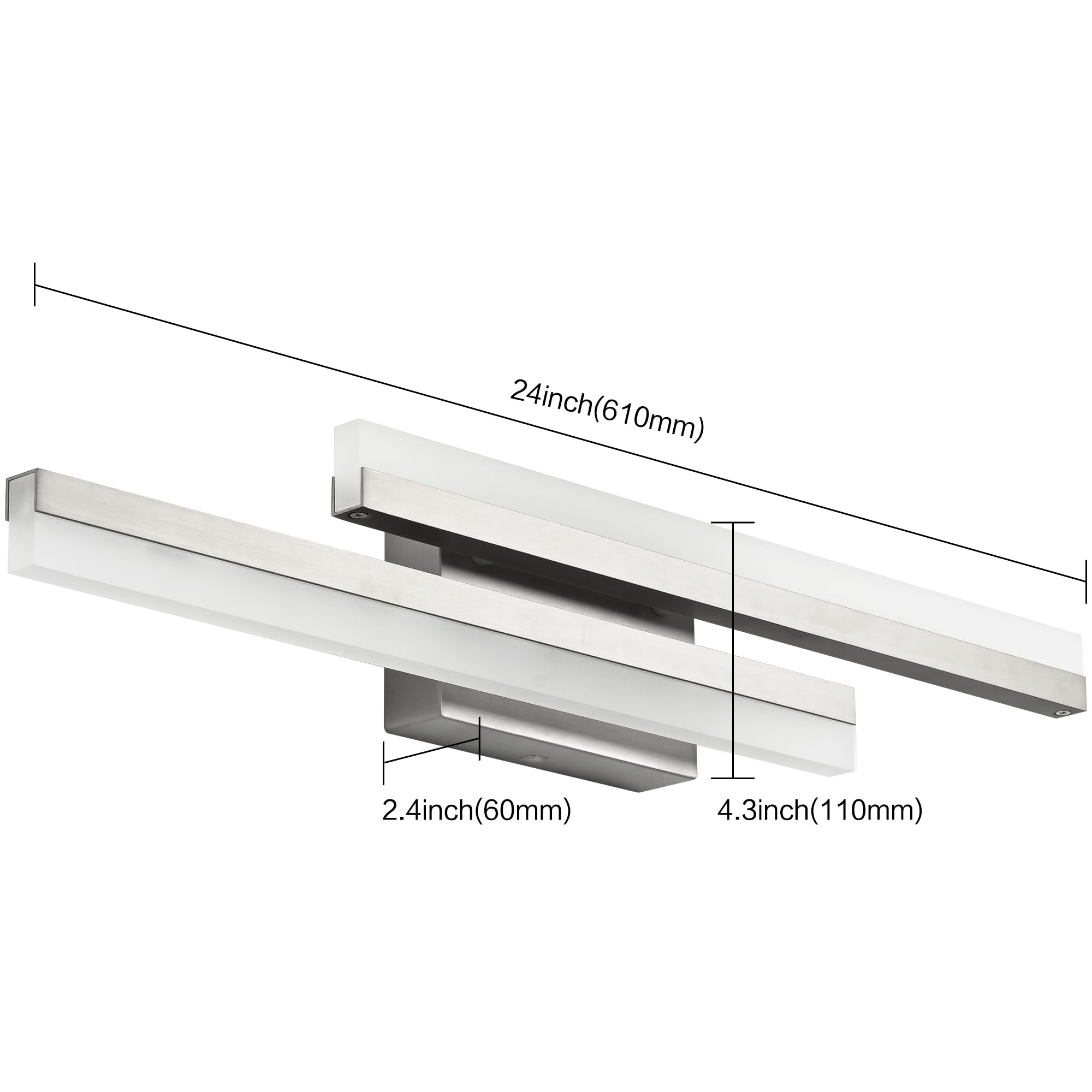 Presde 5 Color Changeable Bathroom Vanity Light 24Inch Modern Led Brushed Nickel Bathroom Light Fixtures Over Mirror Bath Wall L