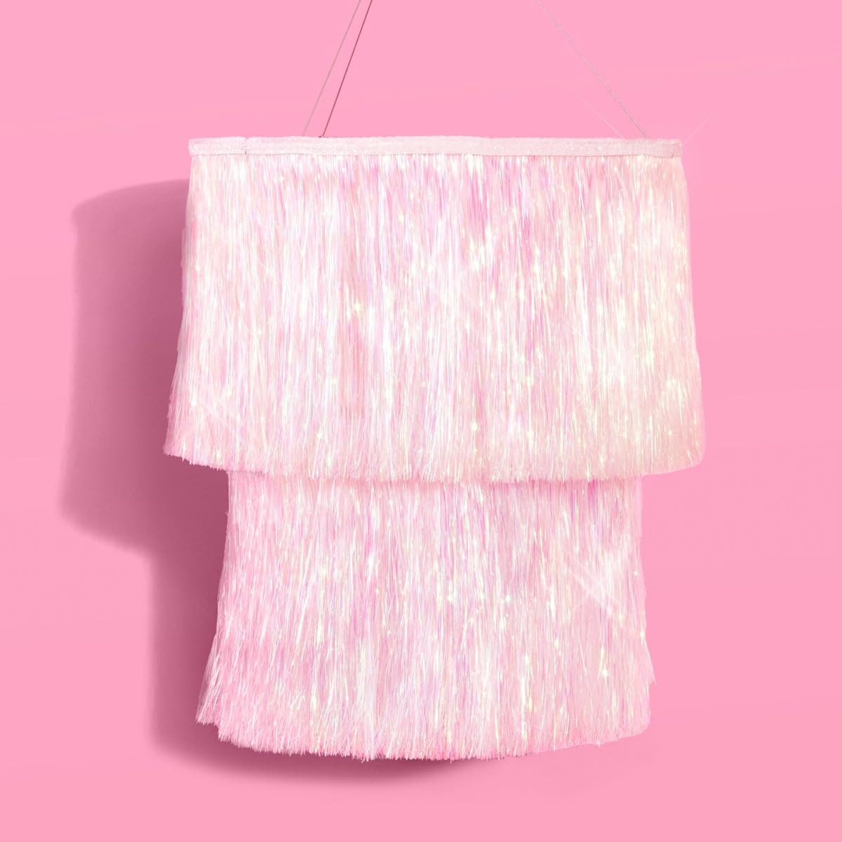 Xo, Fetti White Iridescent Fringe Tinsel Chandelier, 16'' | Bachelorette Party Decorations, Birthday Photo Booth Supplies, Y2K B