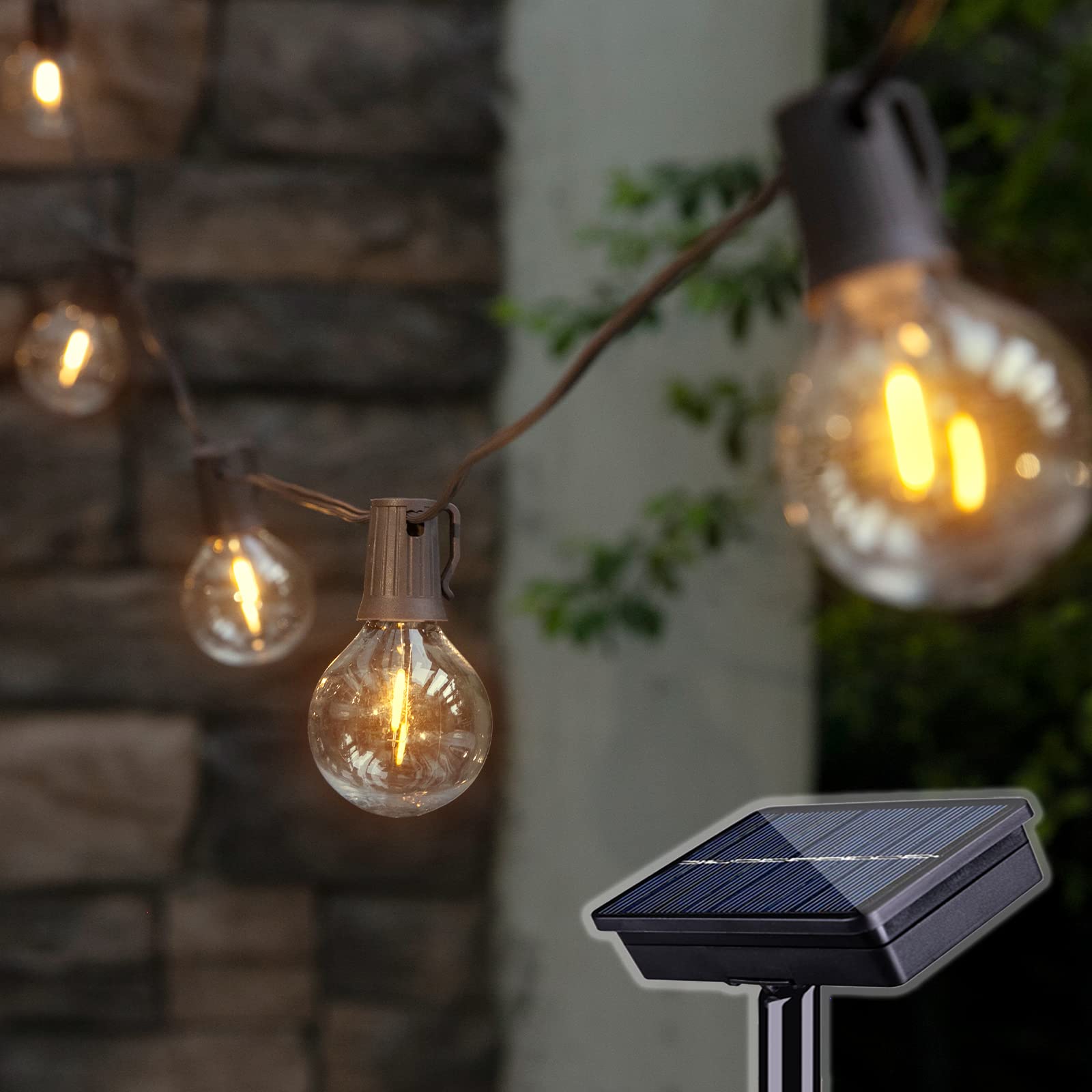 ALL FORTUNE Solar Outdoor String Lights, 15FT Waterproof with 10 Shatterproof Bulbs, Brown, Model SL-90041-SO-10L