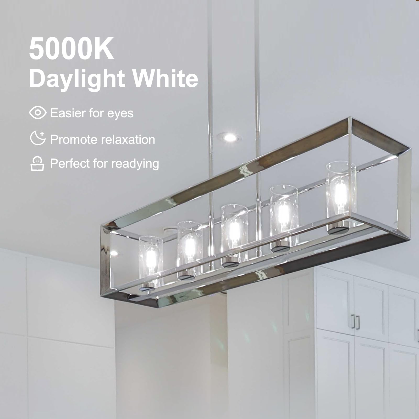 TJOY Vintage Edison LED Light Bulbs, 50 Pack, Dimmable 8W, 5000K Daylight, E26 Medium Base, Clear Glass, Antique Decorative Filament