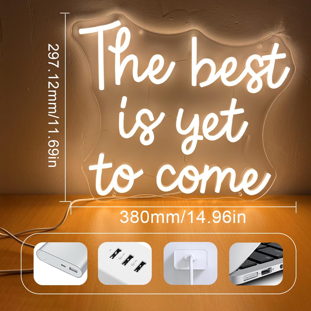 The Best Is Yet To Come Neon Sign Graduation Neon Lights For Backdrop Home Wall Art Office Wedding Birthday Party Kids Room Classroom Decor Prom Graduation Party Women Teens Gifts