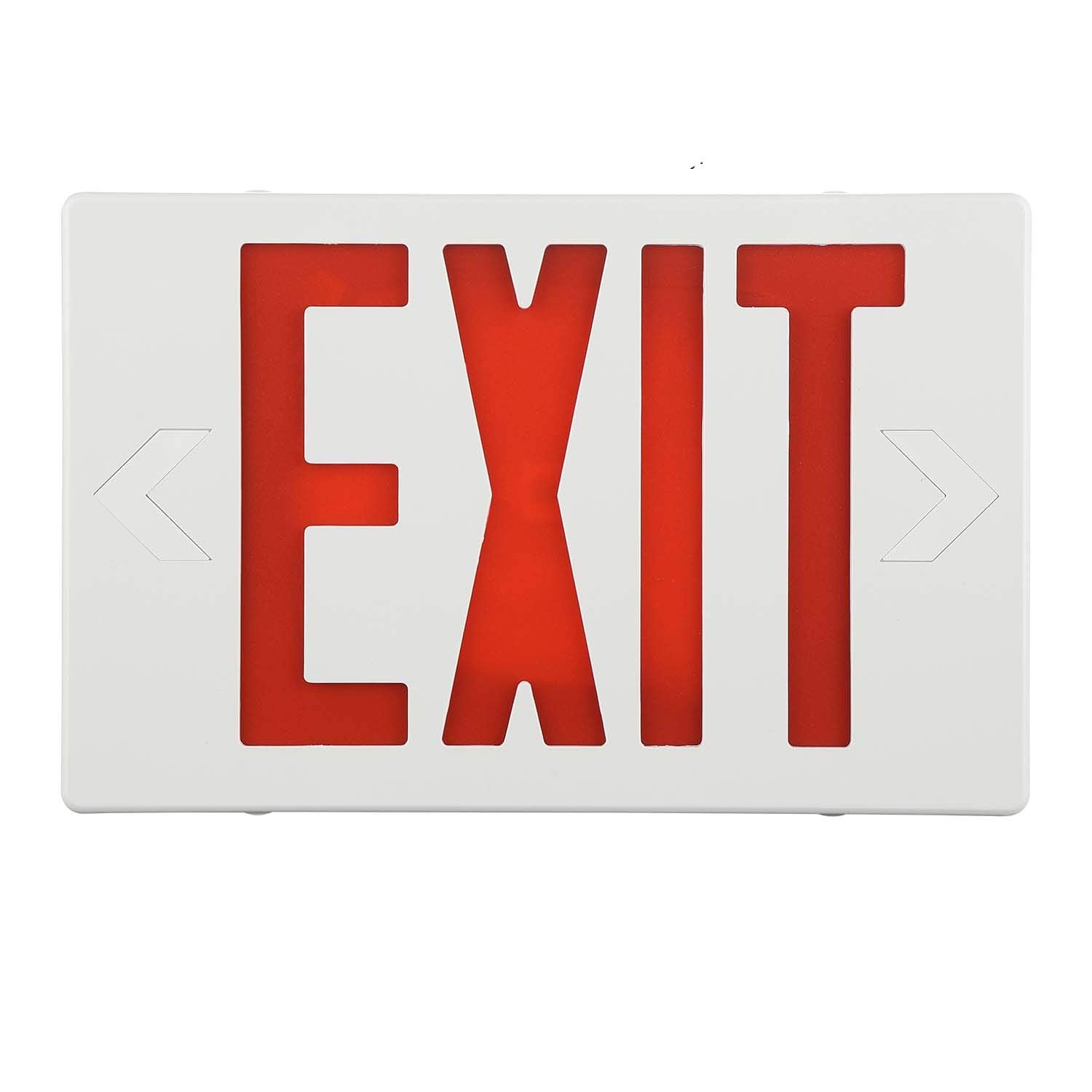 EXITLUX 1 Pack Red LED Exit Sign with Emergency Lights & Battery Backup - Double Face - 120-277VAC Fire Exit Signs Lighting