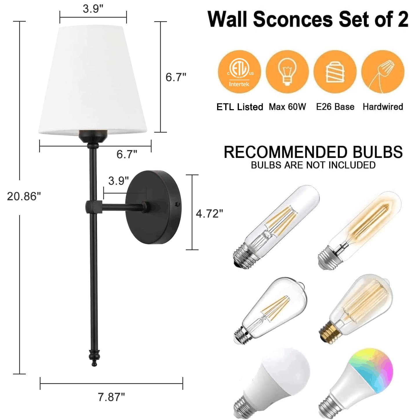 Bsmathom Rustic Industrial Wall Sconces Set Of 2, Black Metal Lamps For Living Room And Bathroom