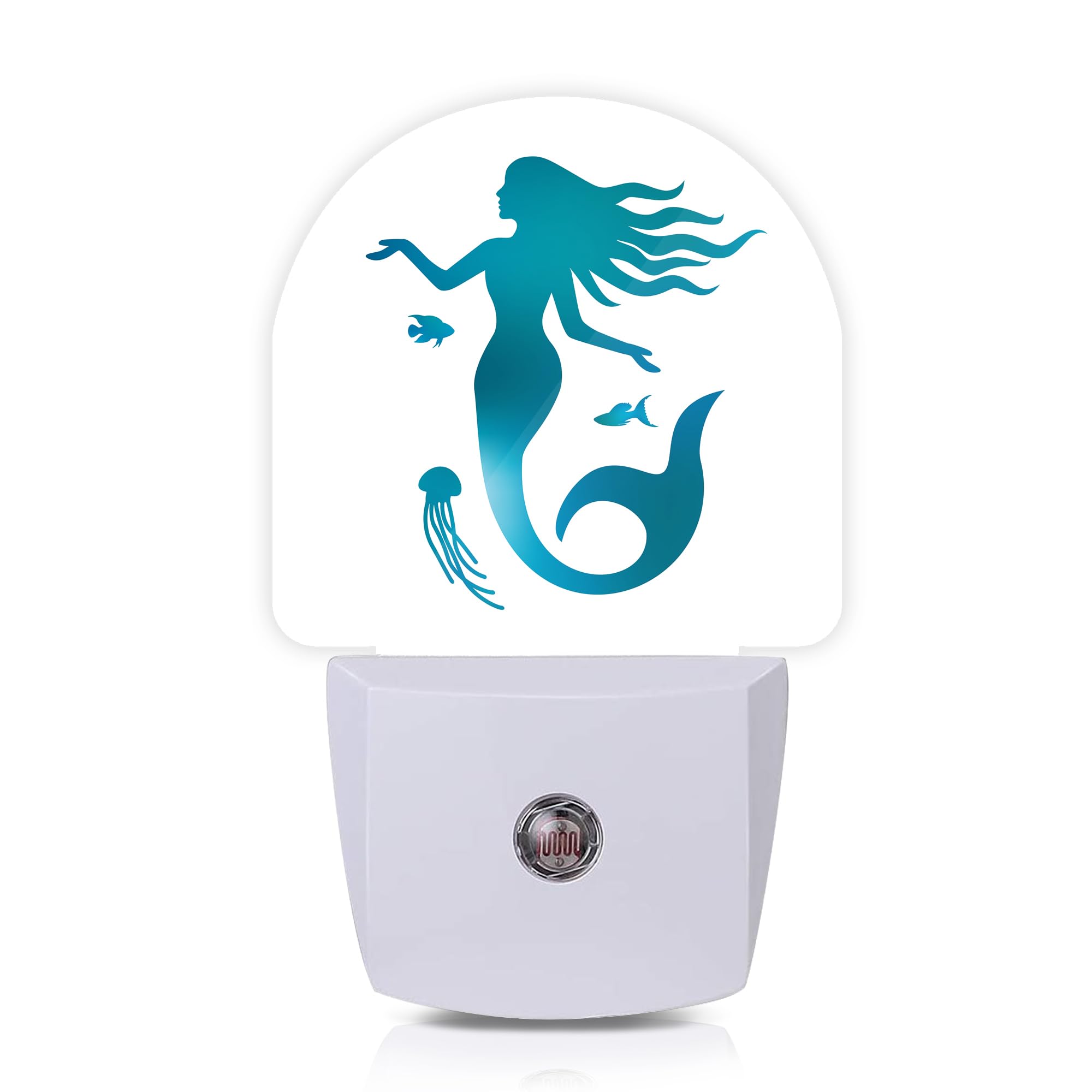Axxitude Green Mermaid Jellyfish Night Lights Plug into Wall for Girls Boys Room,Night Light LED Lamp Dusk to Dawn Sensor Round 