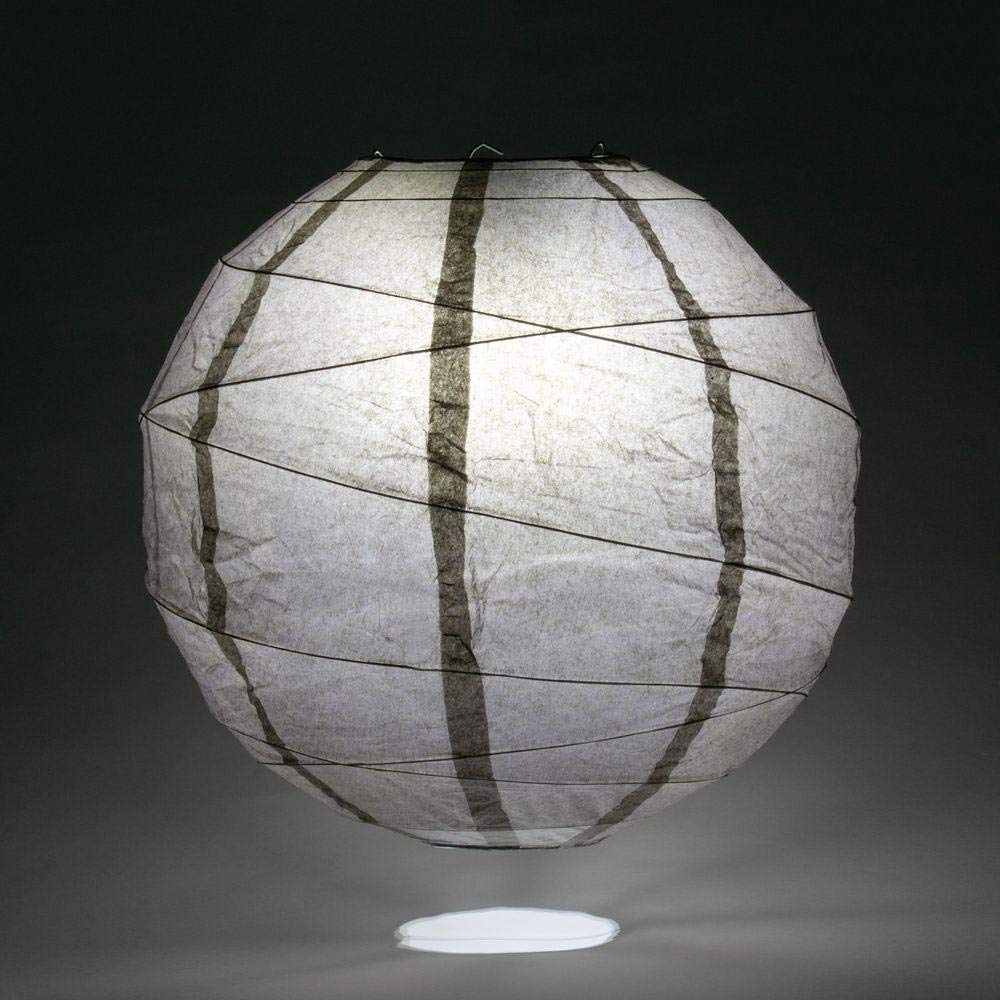 Paperlanternstore.Com 6 Inch Driftwood Grey Round Paper Lantern, Crisscross Ribbing, Hanging Decoration