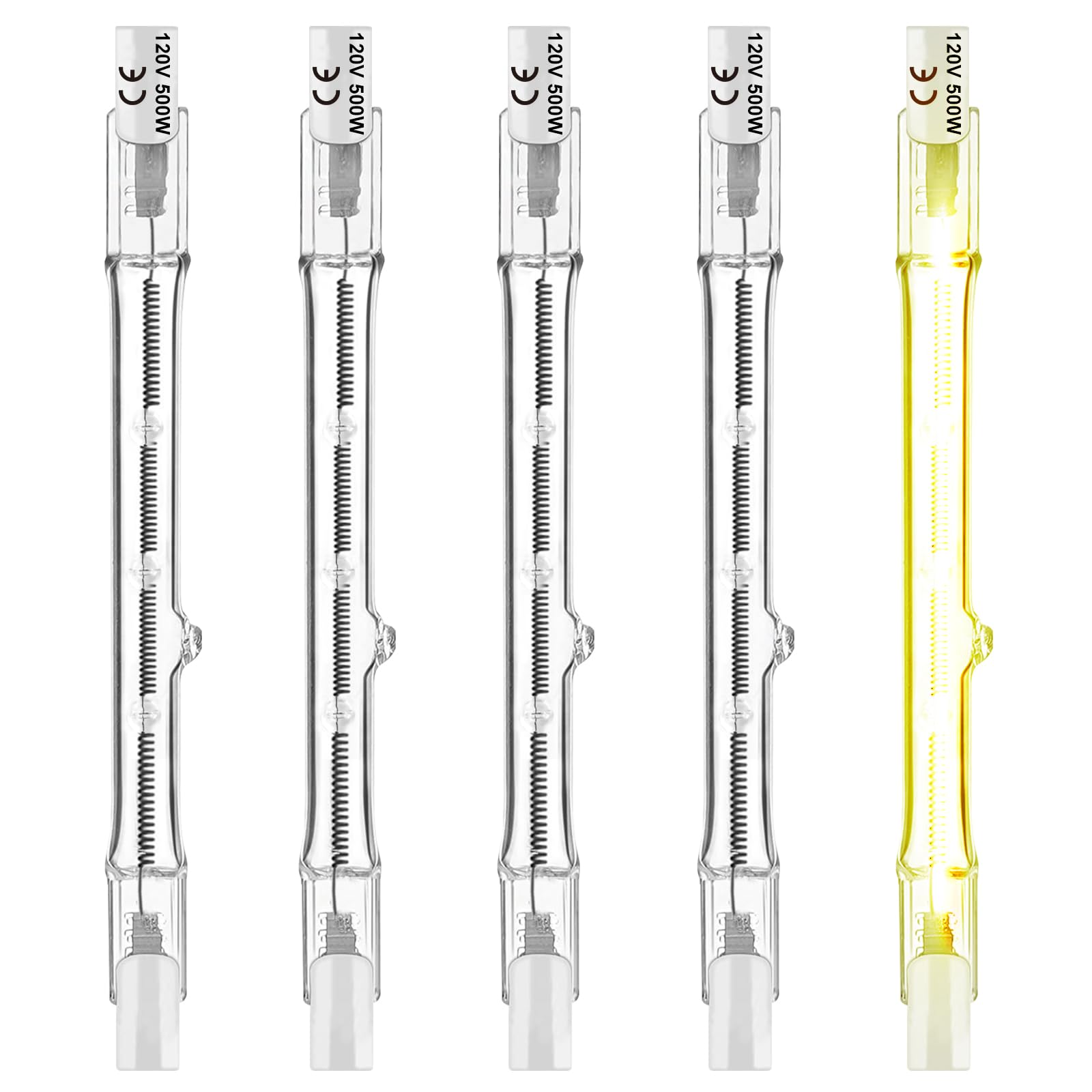 Jaenmsa R7S Halogen Bulbs 500W 120V, R7S T3 118Mm 500W Bulbs 4.6 Inch, J Type Double Ended Halogen Light Bulbs For Work,Security