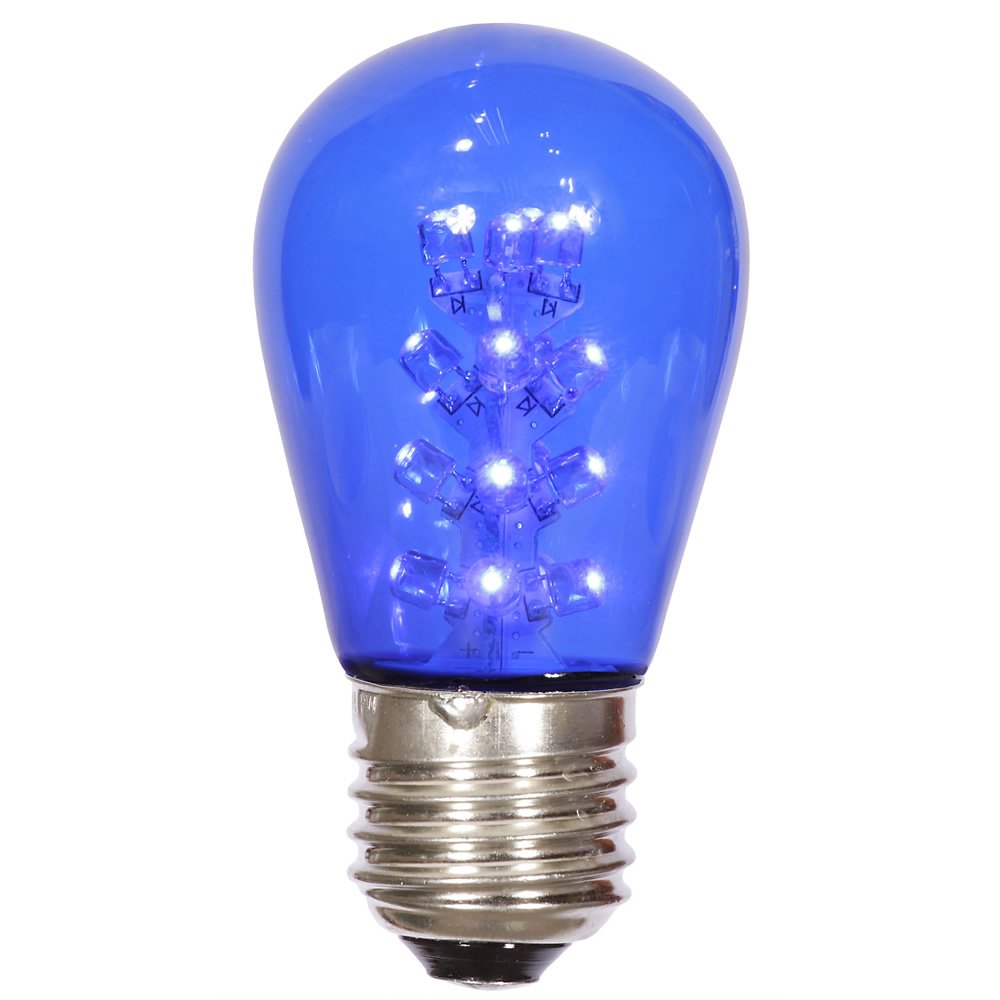Vickerman 687291-1 watt 130 volt S14 Medium Screw Blue Transparent LED (5 pack) Christmas Light Bulbs (X14ST12-5)