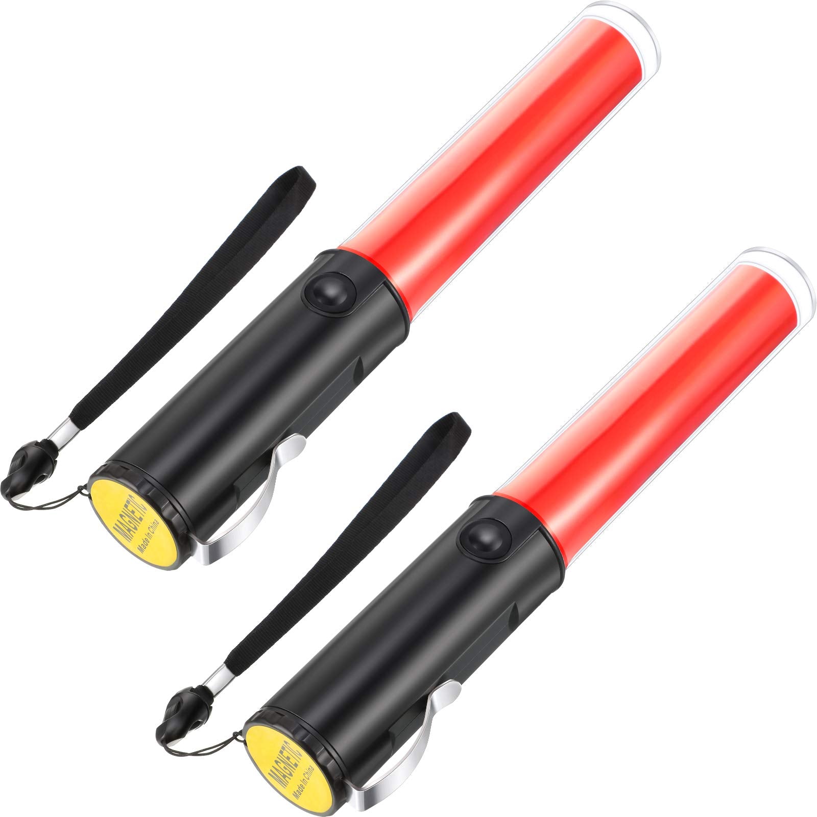 Weewooday 2 Pack 16 Inch Traffic Wand, LED Signal Safety Air Traffic Control Wands with Flashlight Baton with 3 Flashing Modes, 