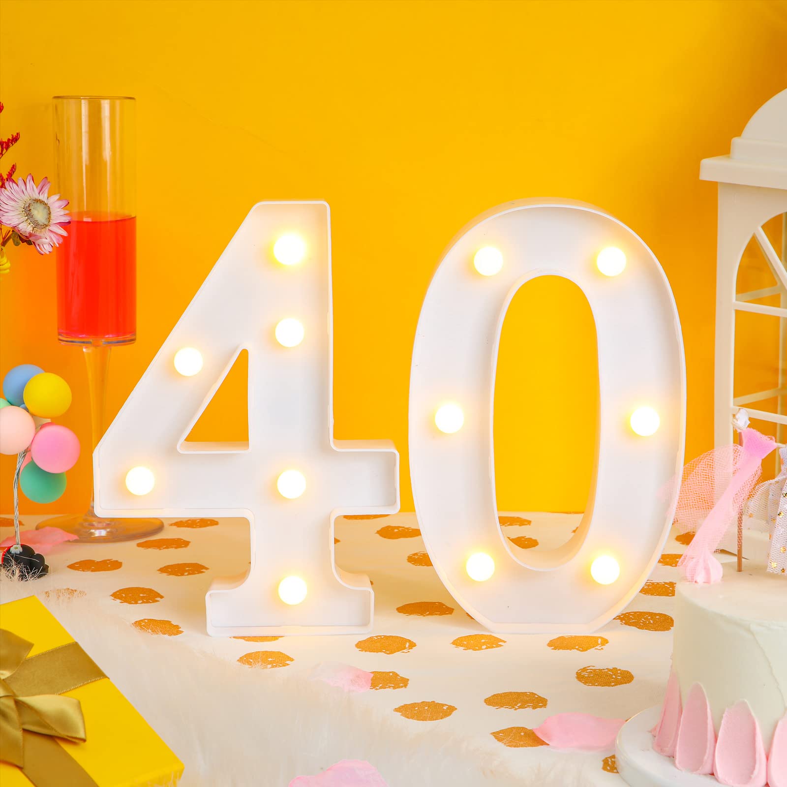 Treela 8.7'' Birthday Decorative Led Light Up Numbers, Glitter Marquee Number Sign For Night Birthday Party Decorations Annivers